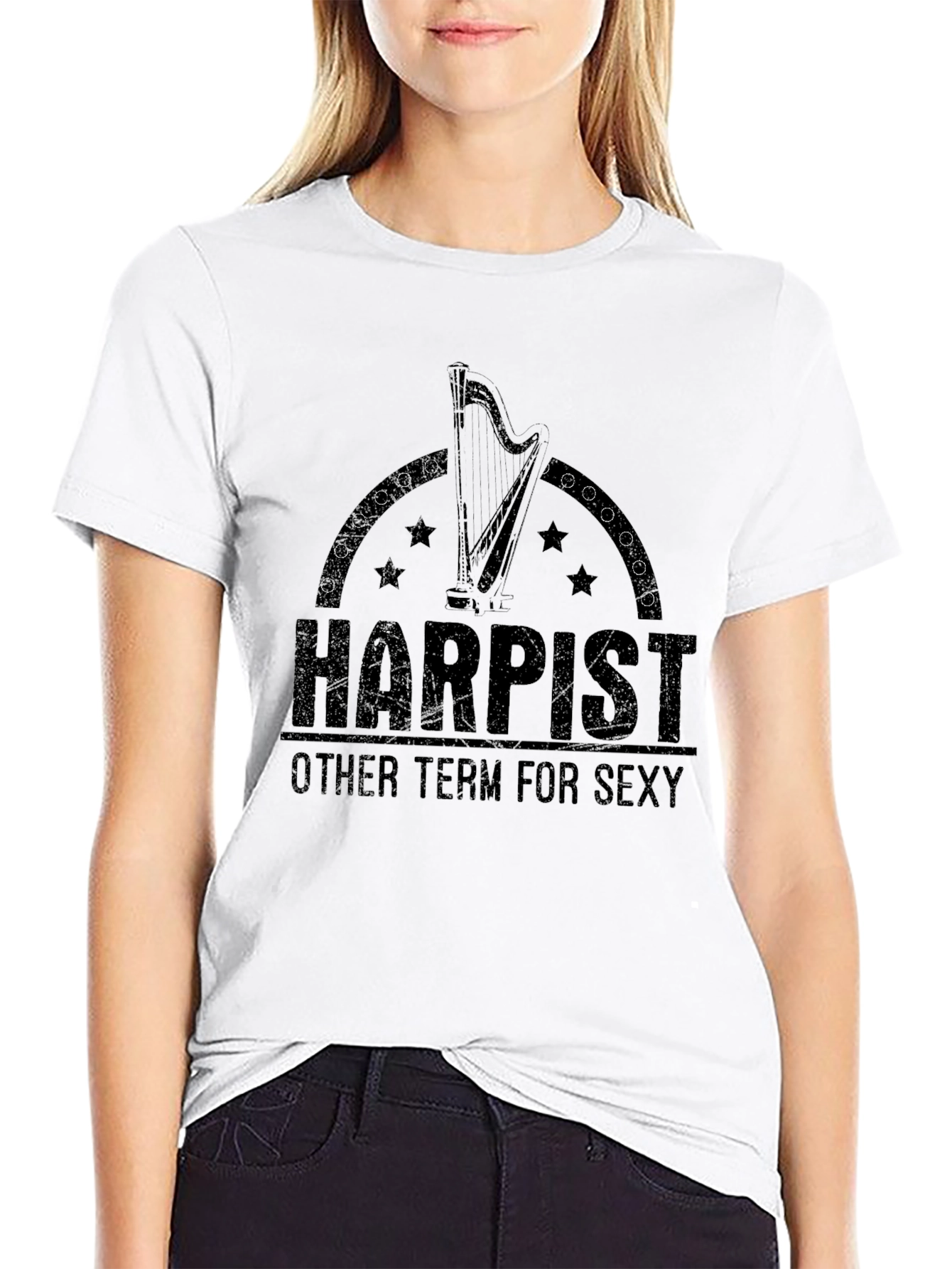 Black Harpist Sexy T-Shirt - Music Lover Tee view 9