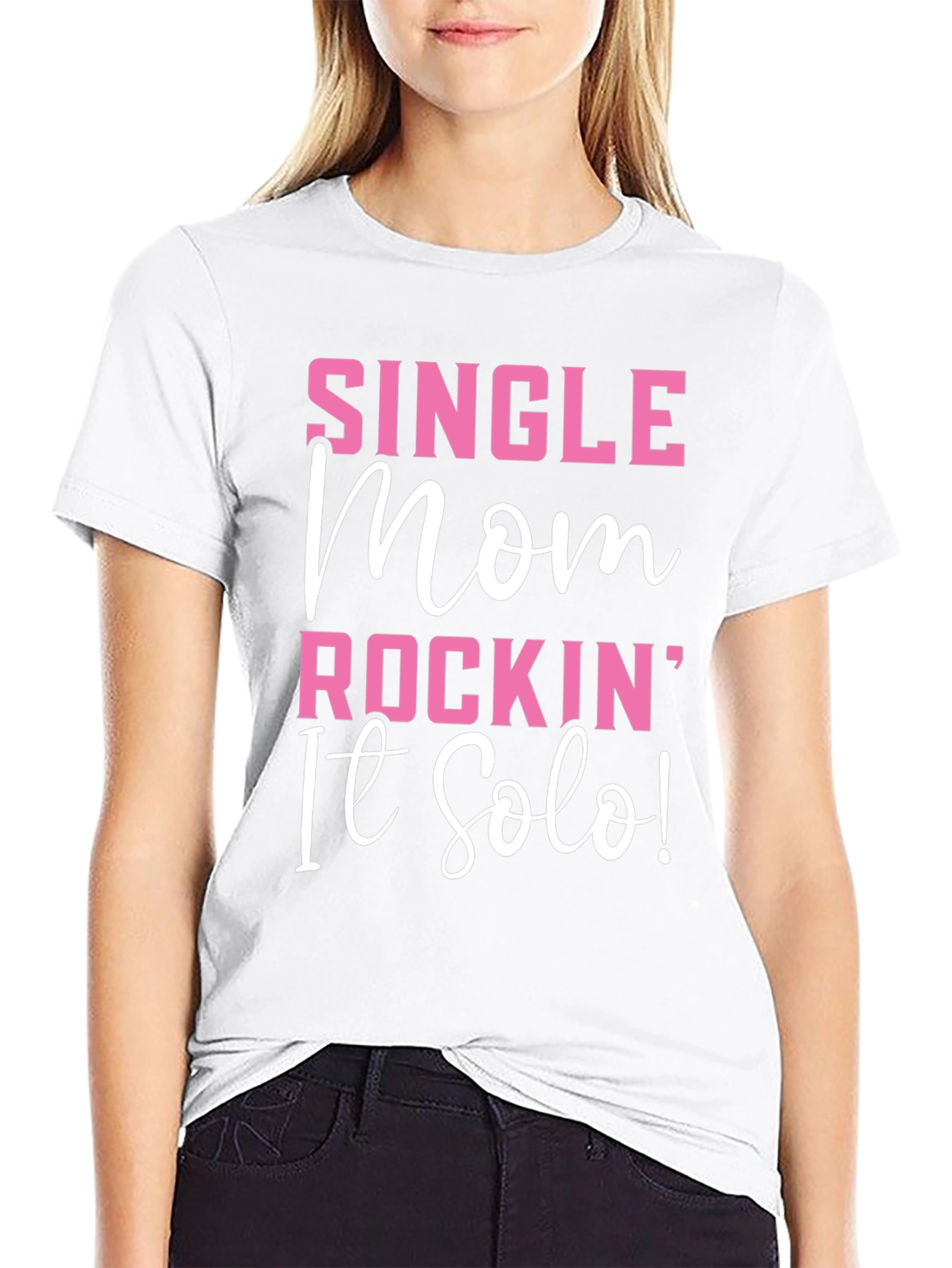 Black Single Mom Rockin' It Solo Black Graphic T-Shirt view 9