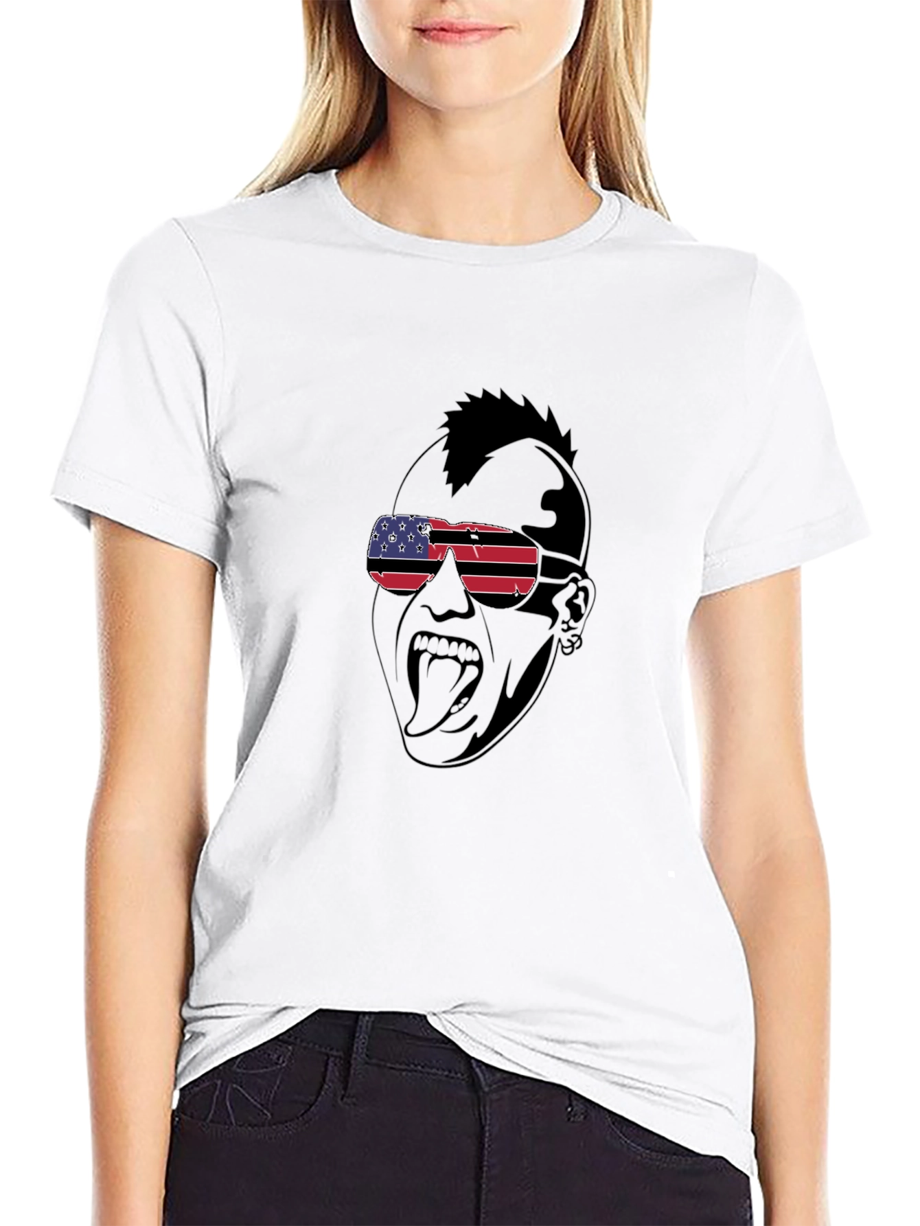 USA Flag Sunglasses Punk Graphic T-Shirt - 9