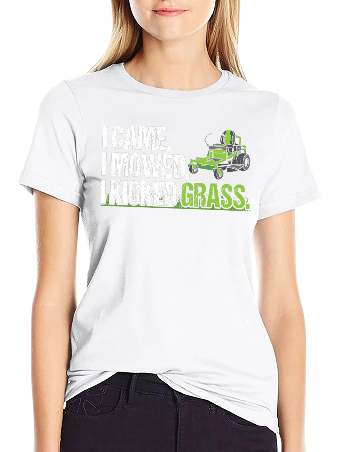 Black I Came I Mowed I Kicked Grass Black T-Shirt view 9