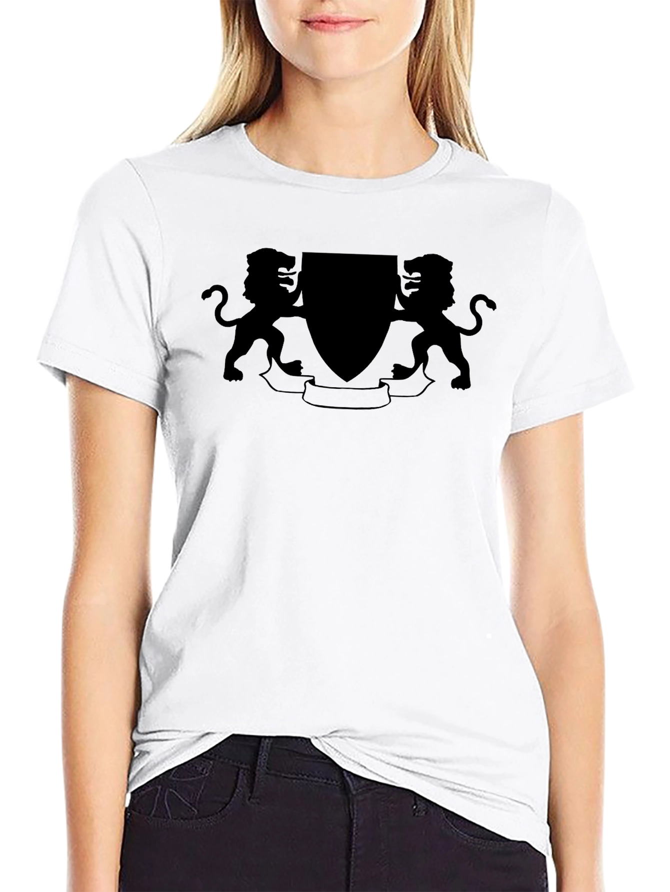 Black Black Lion Crest Graphic Tee - Stylish & Bold Design view 9