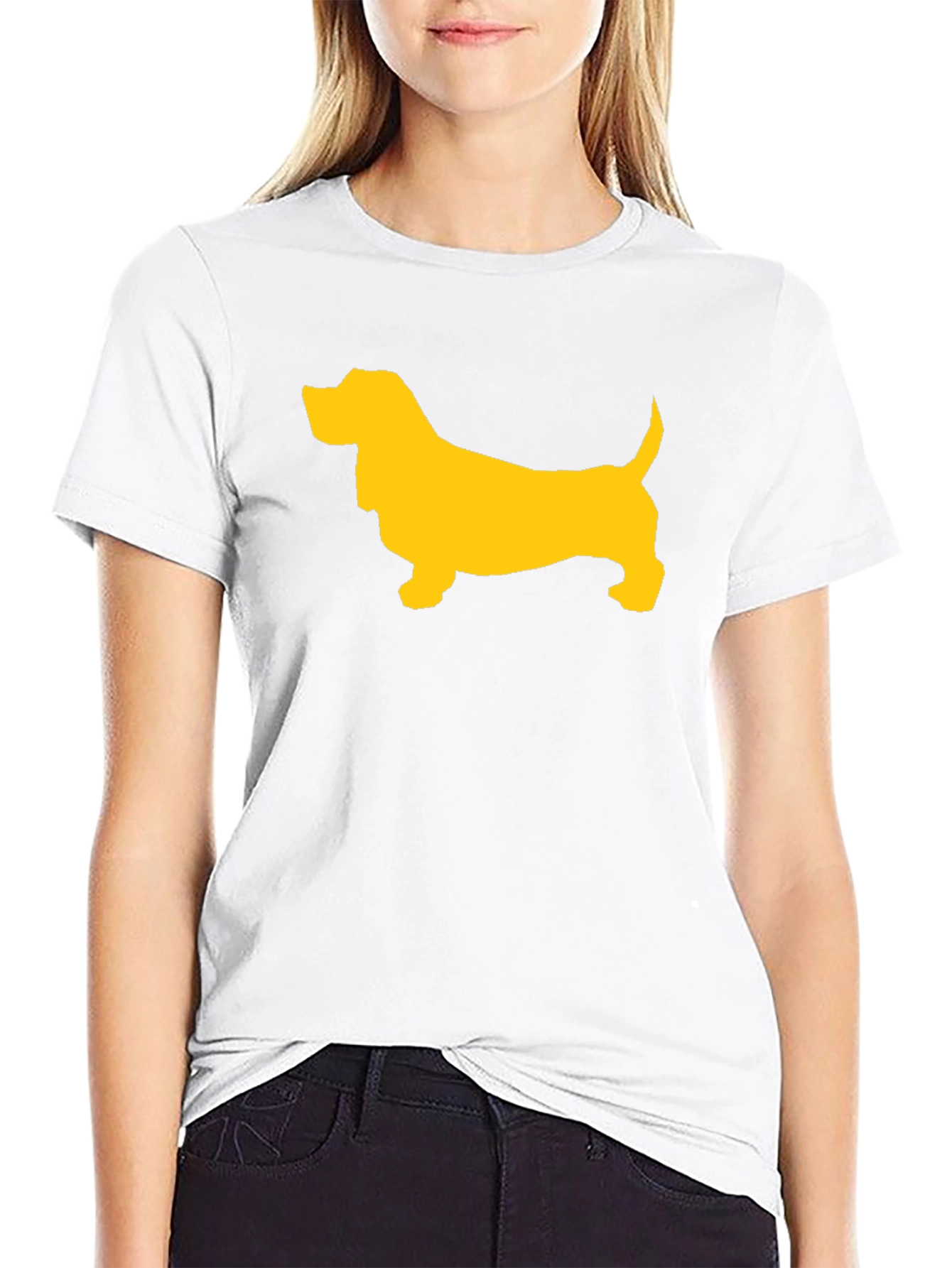 Black Black T-Shirt with Yellow Dog Graphic view 9
