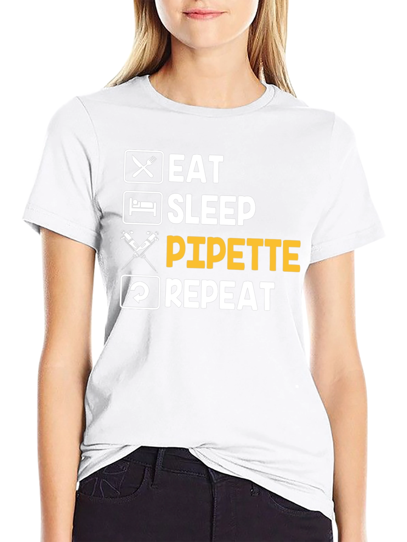 Black Eat Sleep Pipette Repeat Funny Science T-Shirt view 9