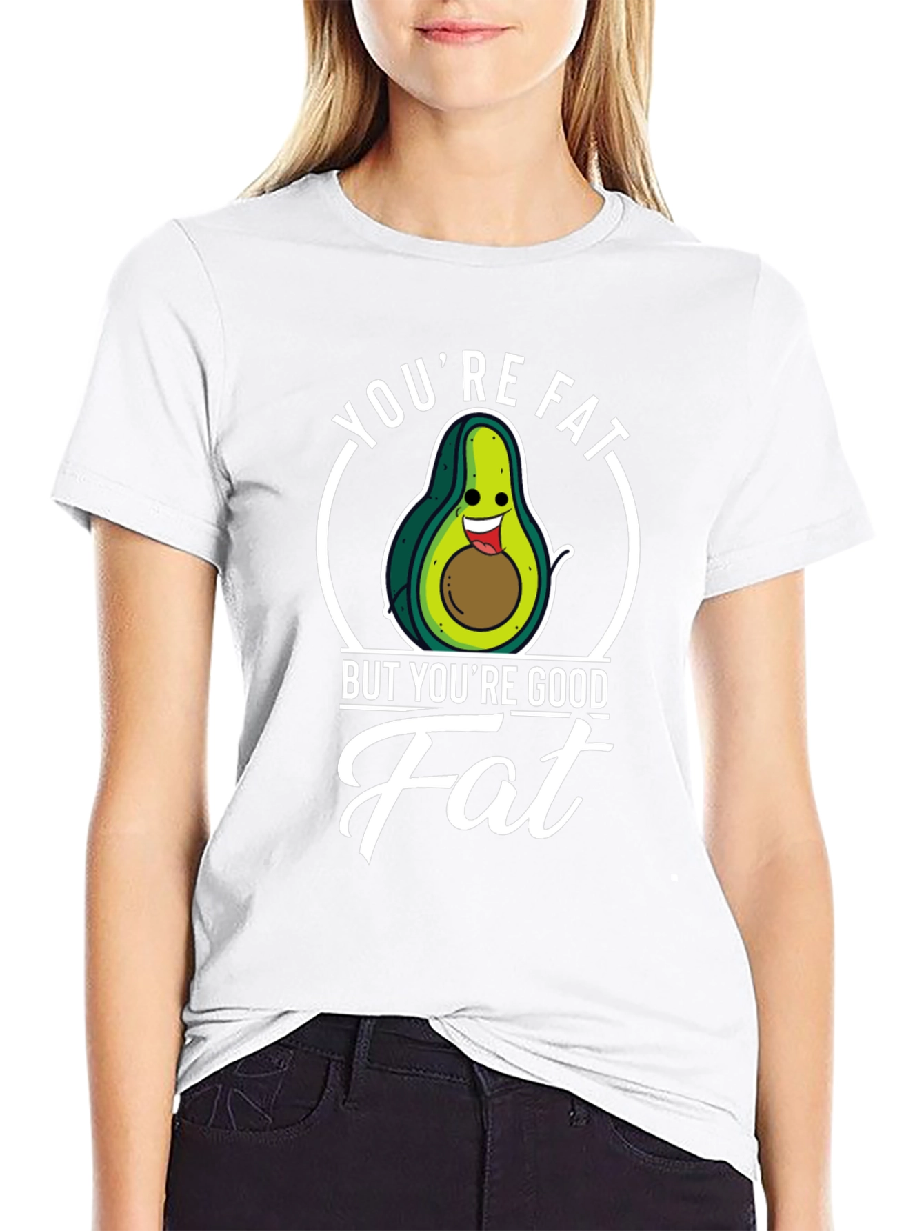 Black Humorous Avocado T-Shirt - You're Good Fat view 9