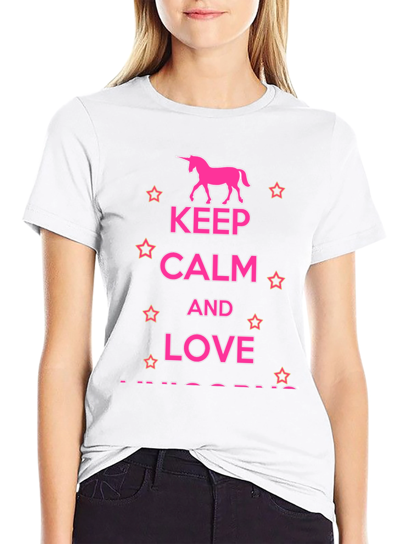 Black Keep Calm & Love Unicorns T-Shirt view 9
