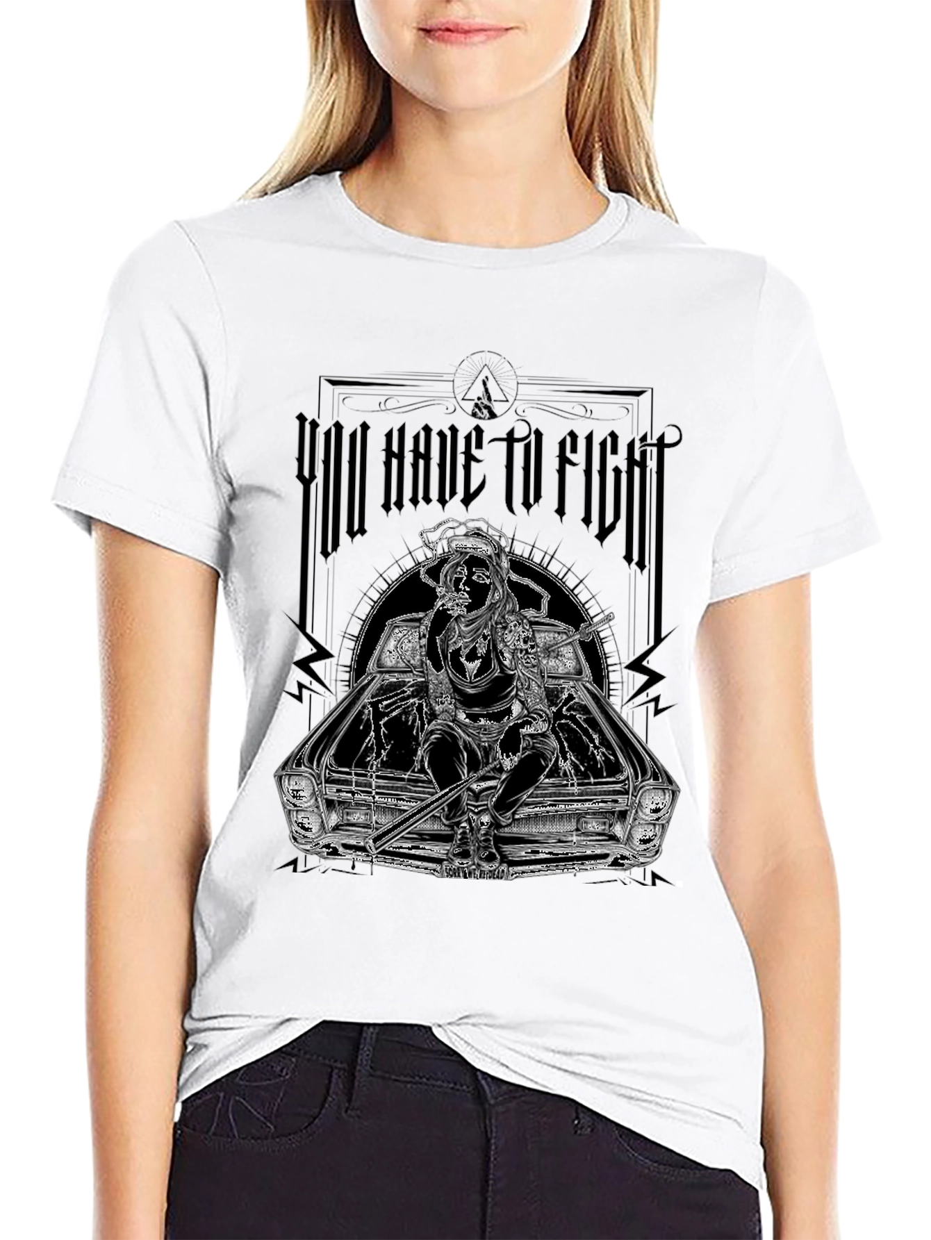 Black You Have To Fight Graphic Tee view 9
