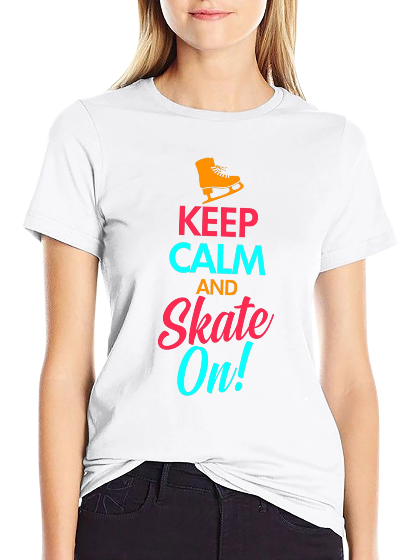 Black Keep Calm and Skate On! - Novelty T-Shirt view 9