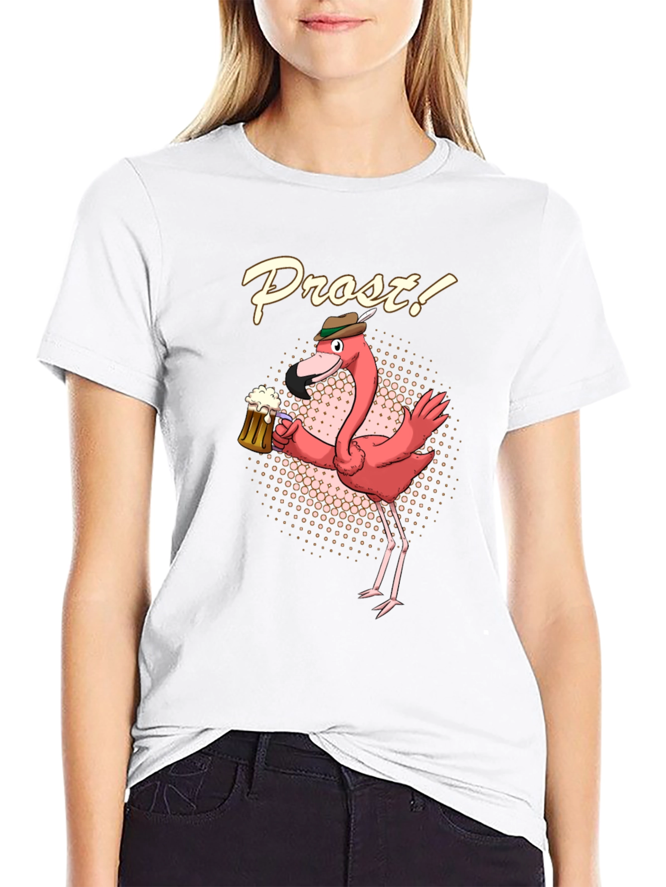 Black Funny Flamingo Prost Beer T-Shirt view 9