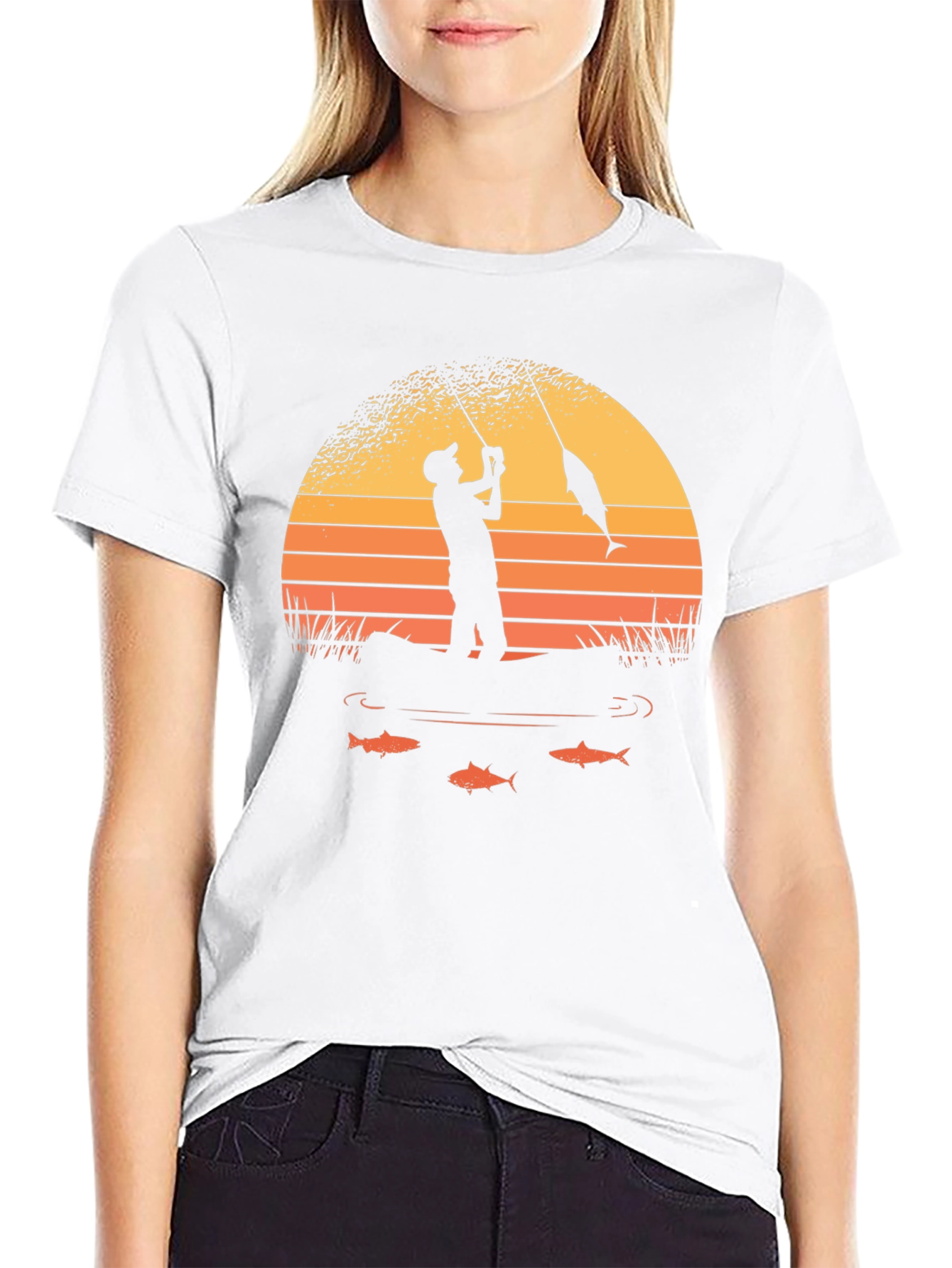 Black Fishing Sunset Graphic Tee view 9