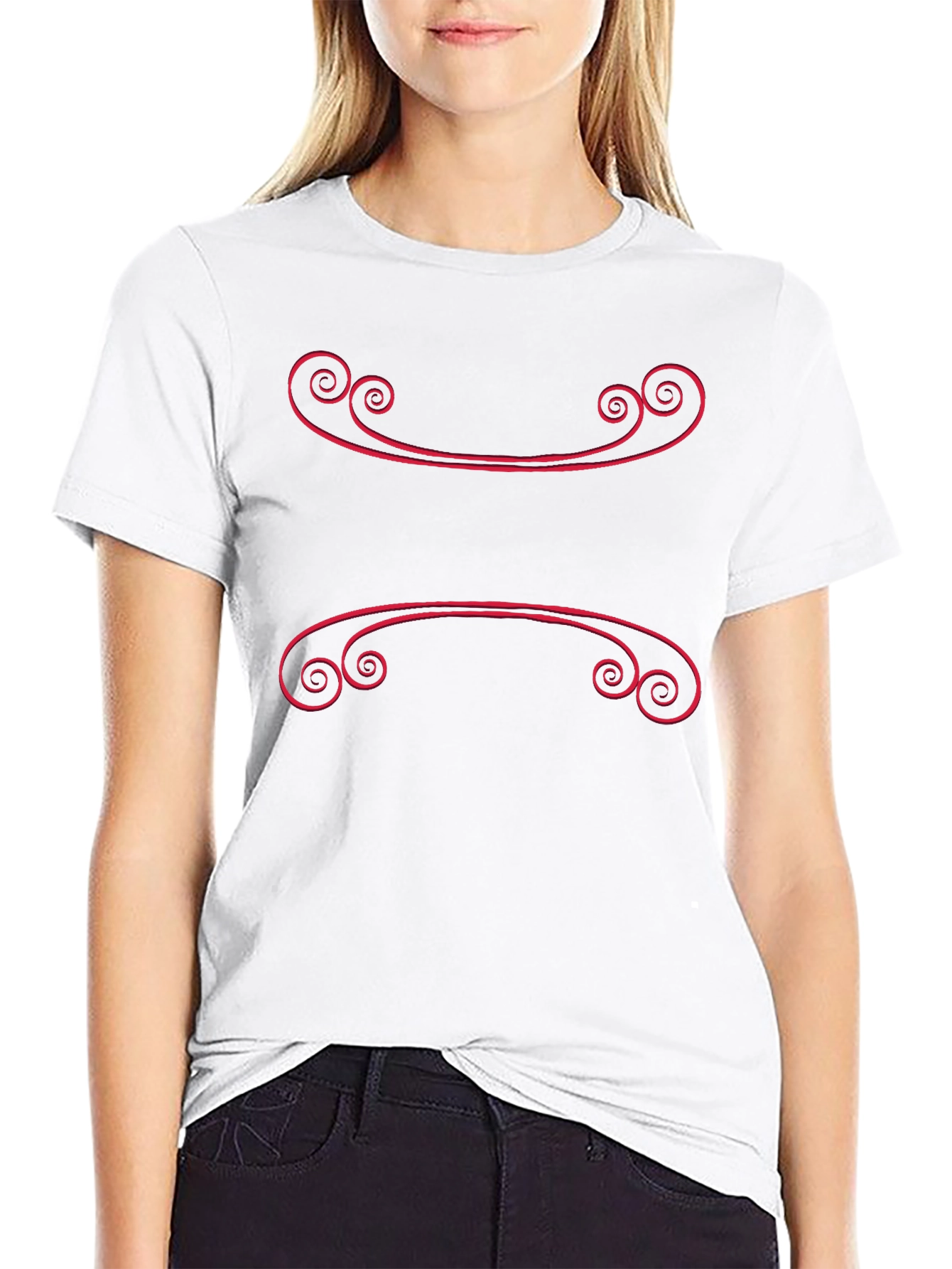 Black Elegant Scroll Design Black T-Shirt view 9