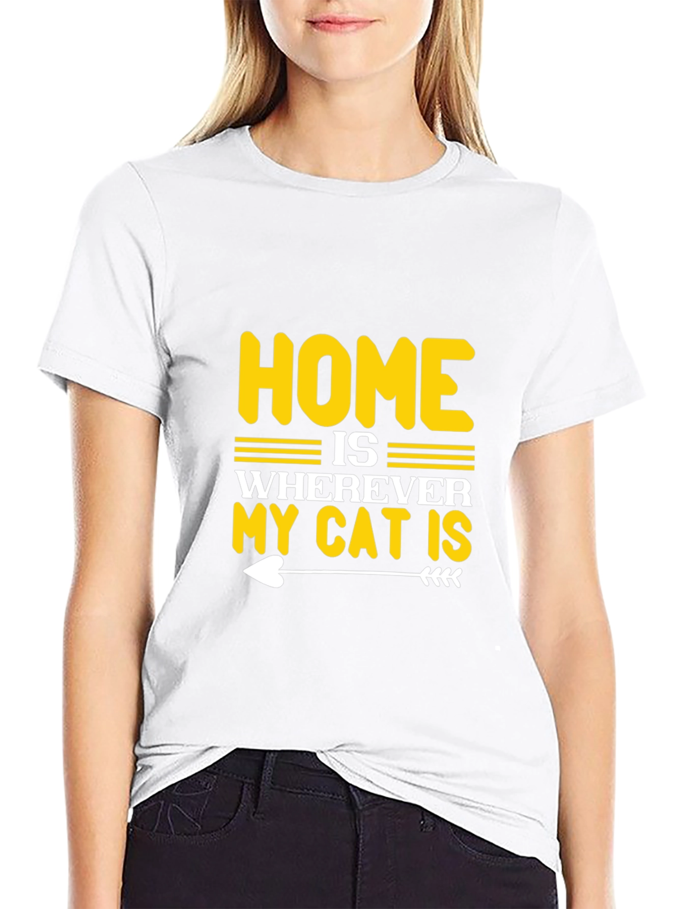 Black Home is Wherever My Cat is Black T-Shirt view 9