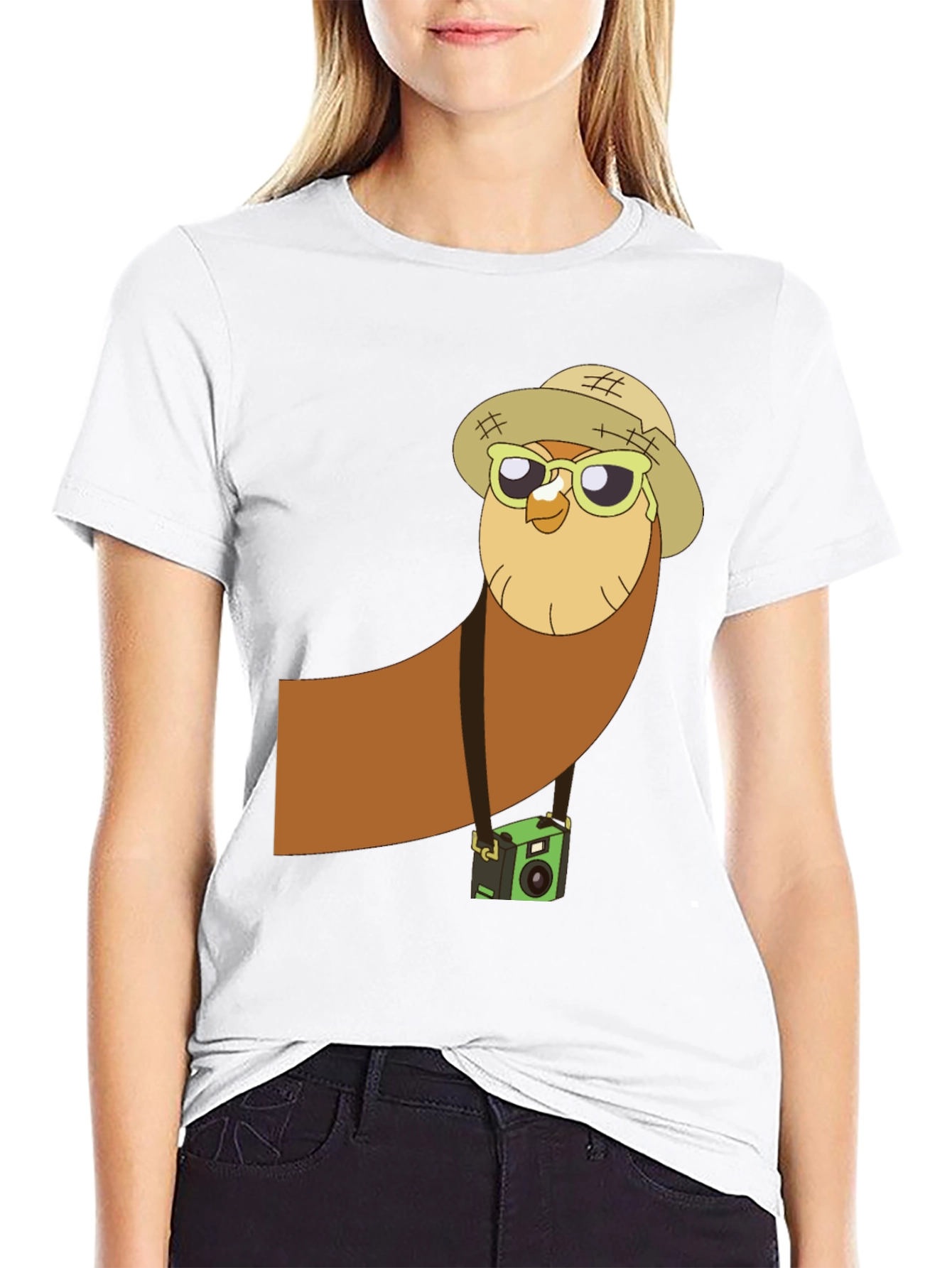 Black Owl Tourist Graphic Tee - Black Cotton T-Shirt view 9