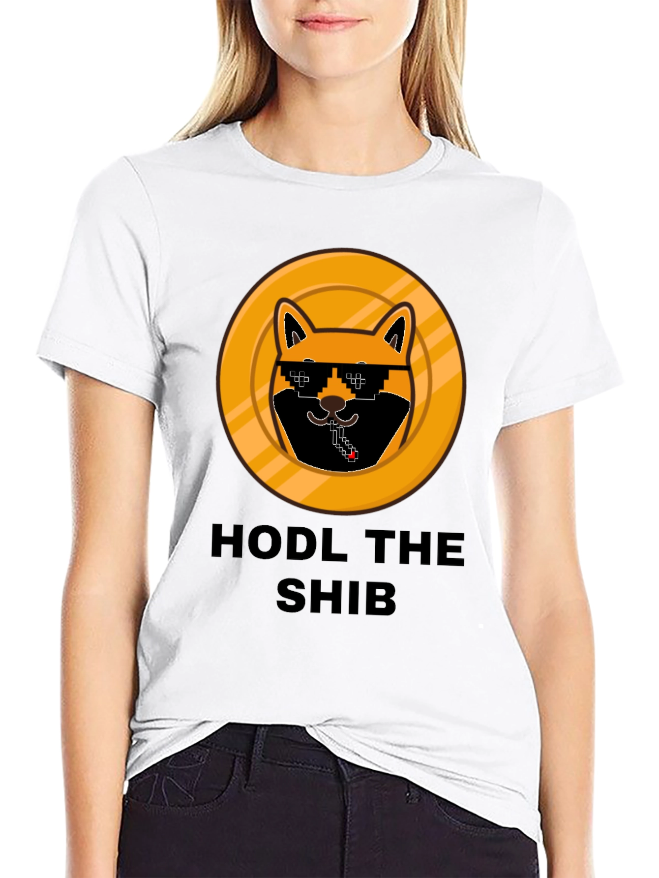 Black HODL THE SHIB Crypto T-Shirt - Black view 9