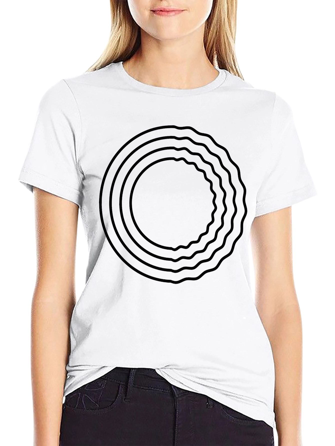 Minimalist Circle Graphic T-Shirt - Black - 9