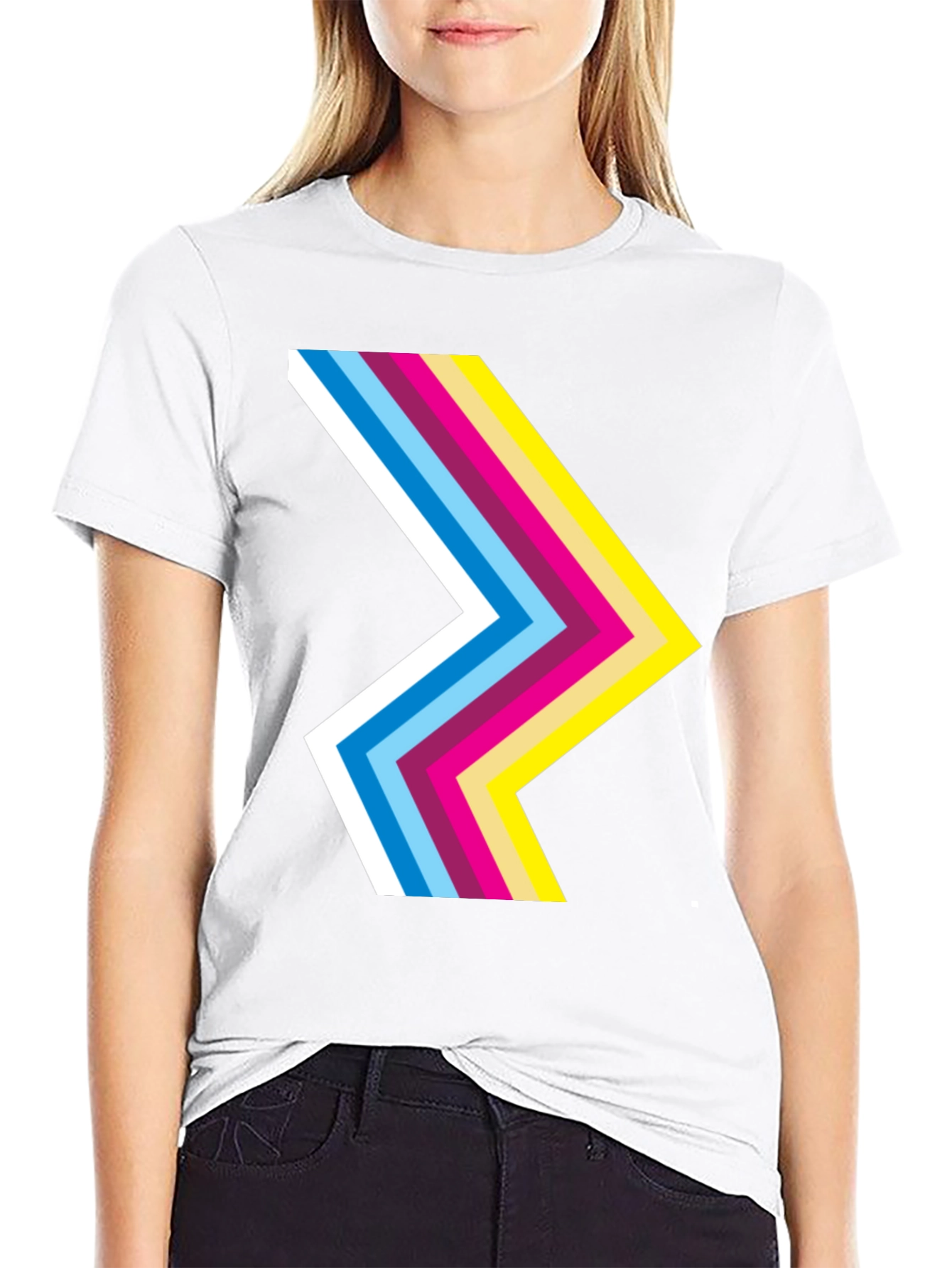 Black Retro Chevron Black T-Shirt - Stylish Graphic Tee view 9