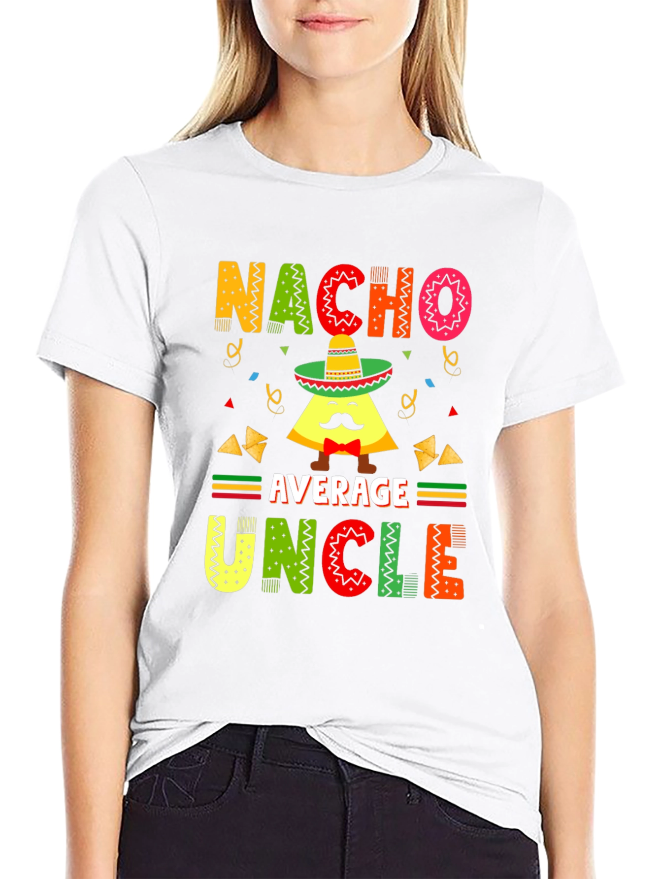 Black Nacho Average Uncle T-Shirt - Funny Pun Tee view 9