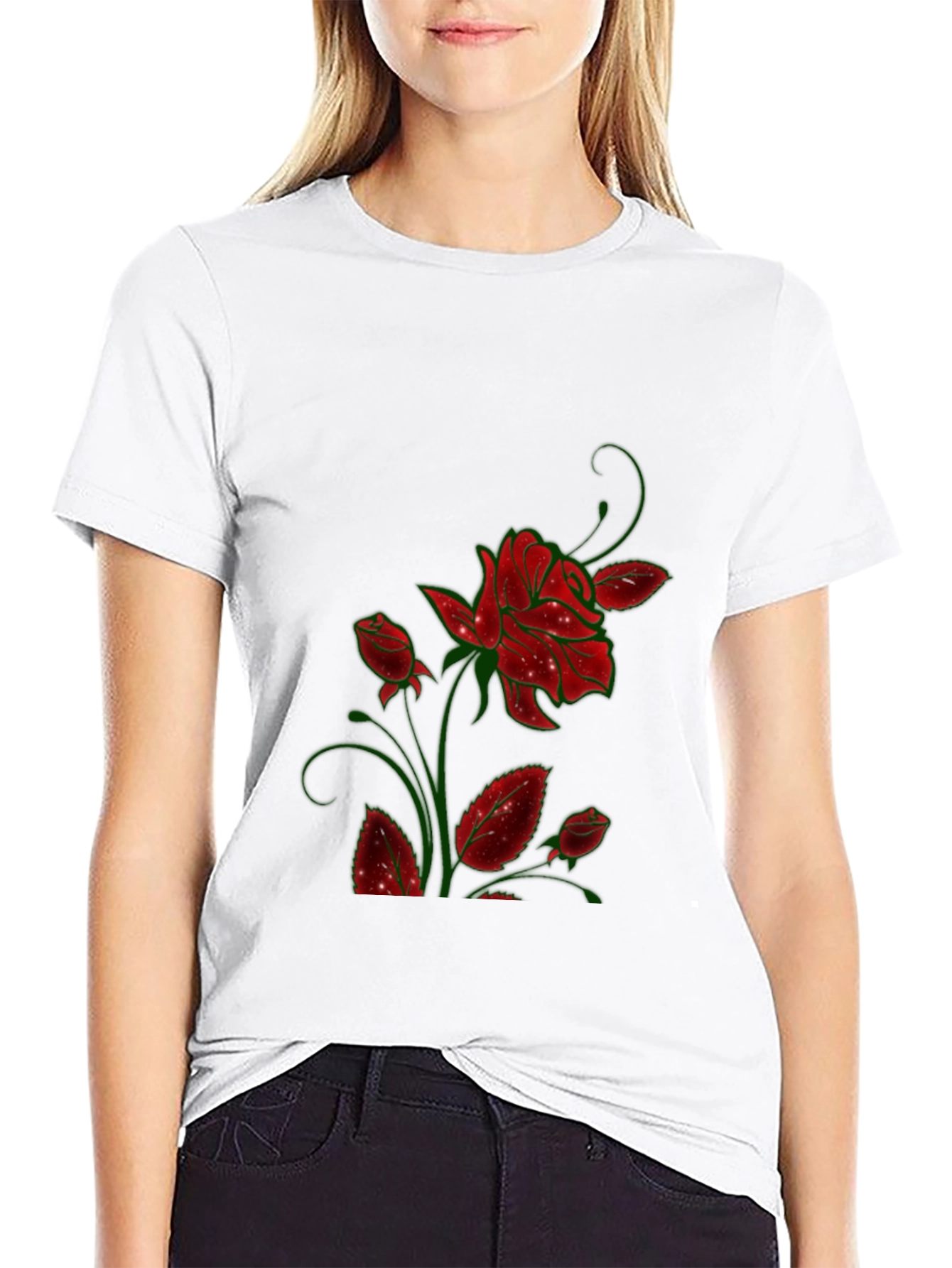 Black Rose Graphic Print Black T-Shirt view 9
