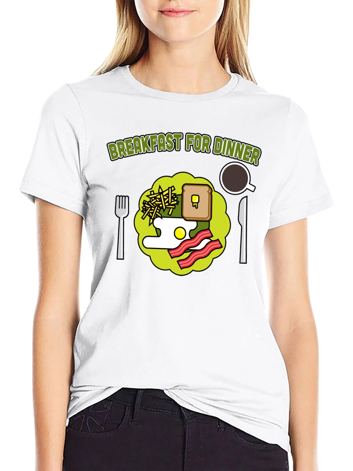 Black Breakfast for Dinner Graphic Tee view 9