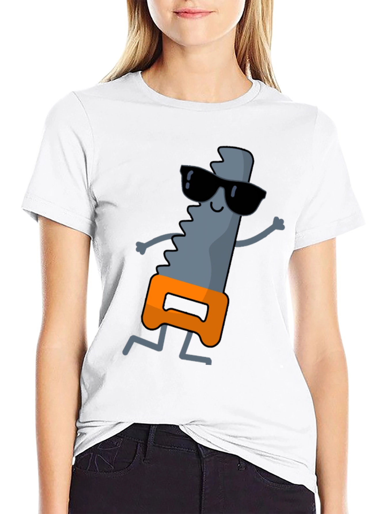 Black Cool Saw Graphic Tee - Black Cotton T-Shirt view 9