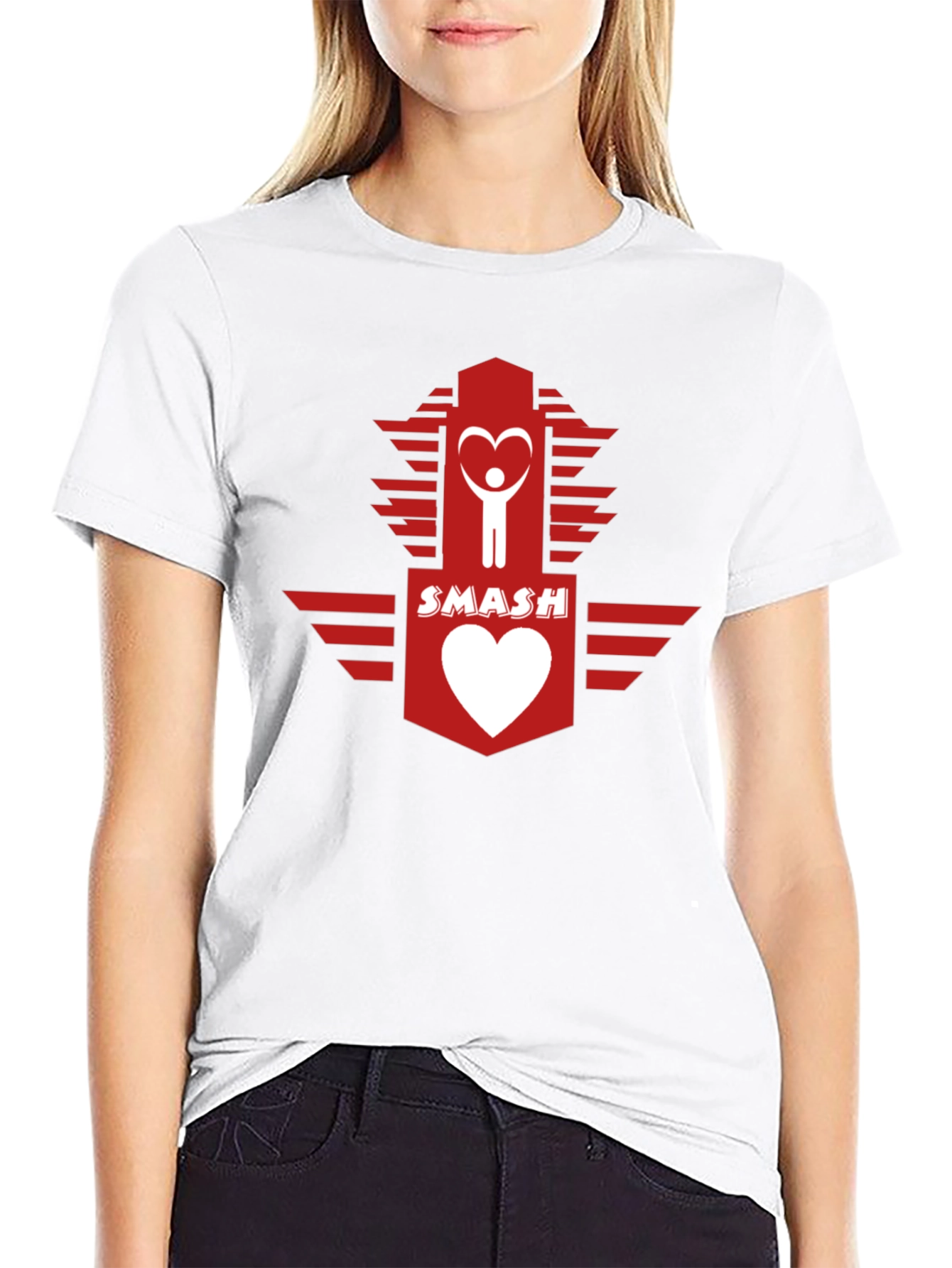 Black Smash Heart Logo Graphic Tee - Casual Cotton T-Shirt view 9