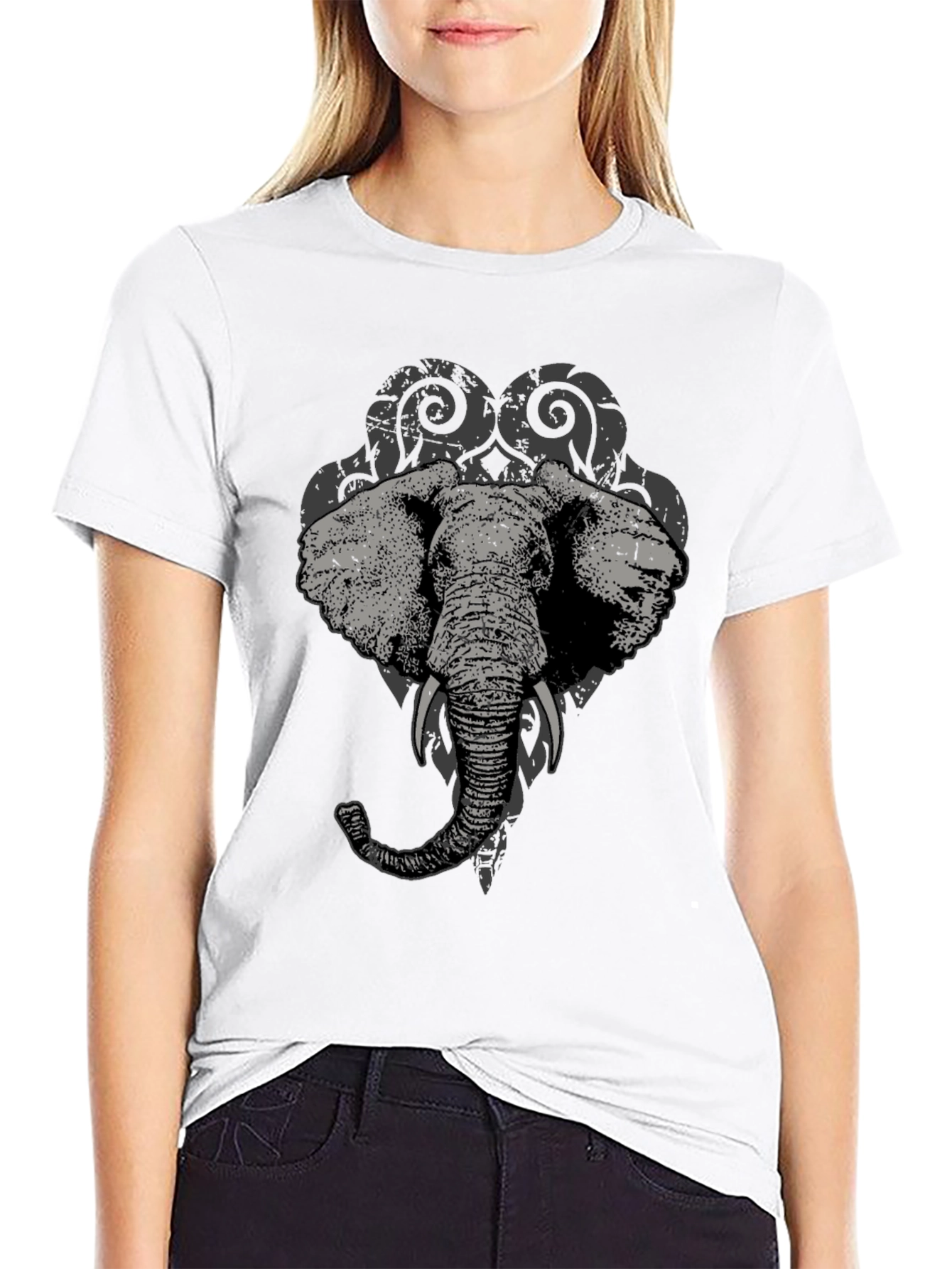 Black Elephant Graphic Black T-Shirt view 9
