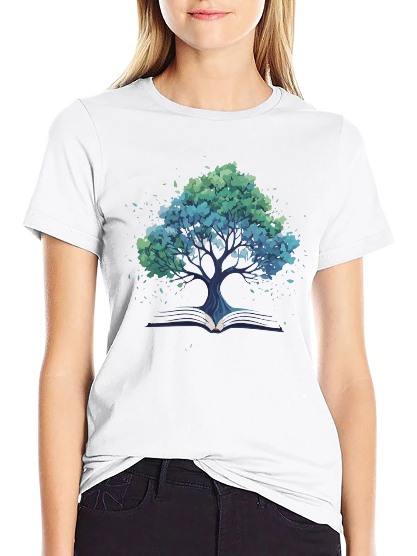 Black Tree of Knowledge Black T-Shirt - Read & Grow! view 9