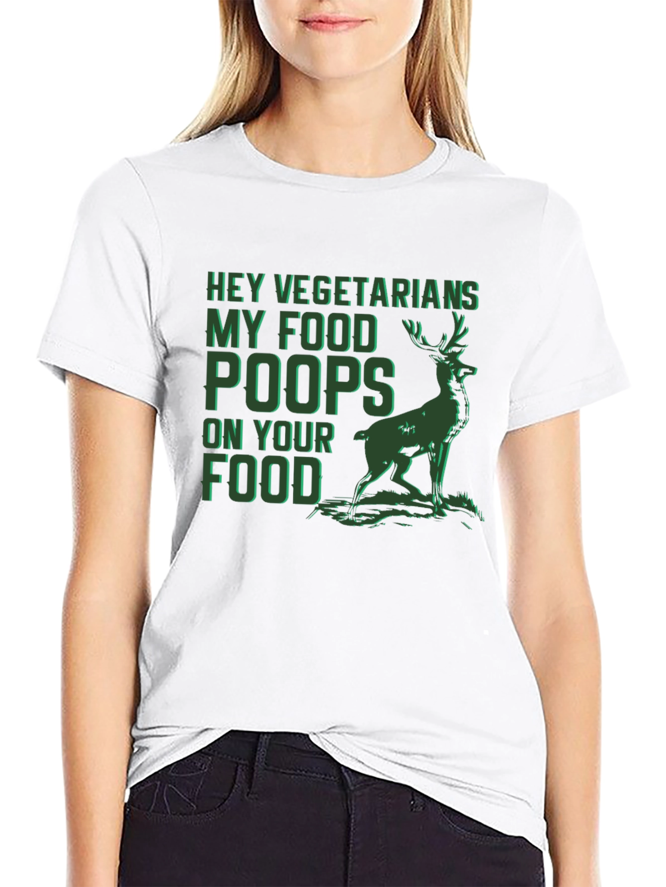 Black Hey Vegetarians Deer Graphic T-Shirt view 9
