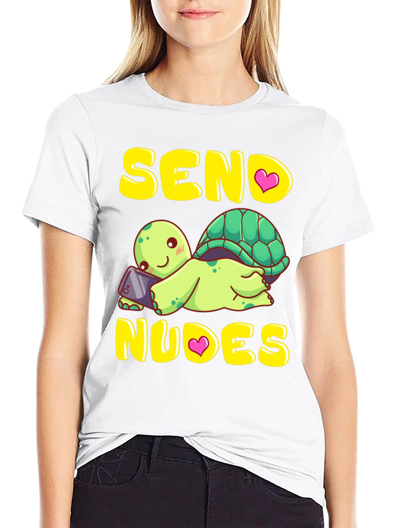Black Send Nudes Turtle T-Shirt Funny Graphic Tee view 9