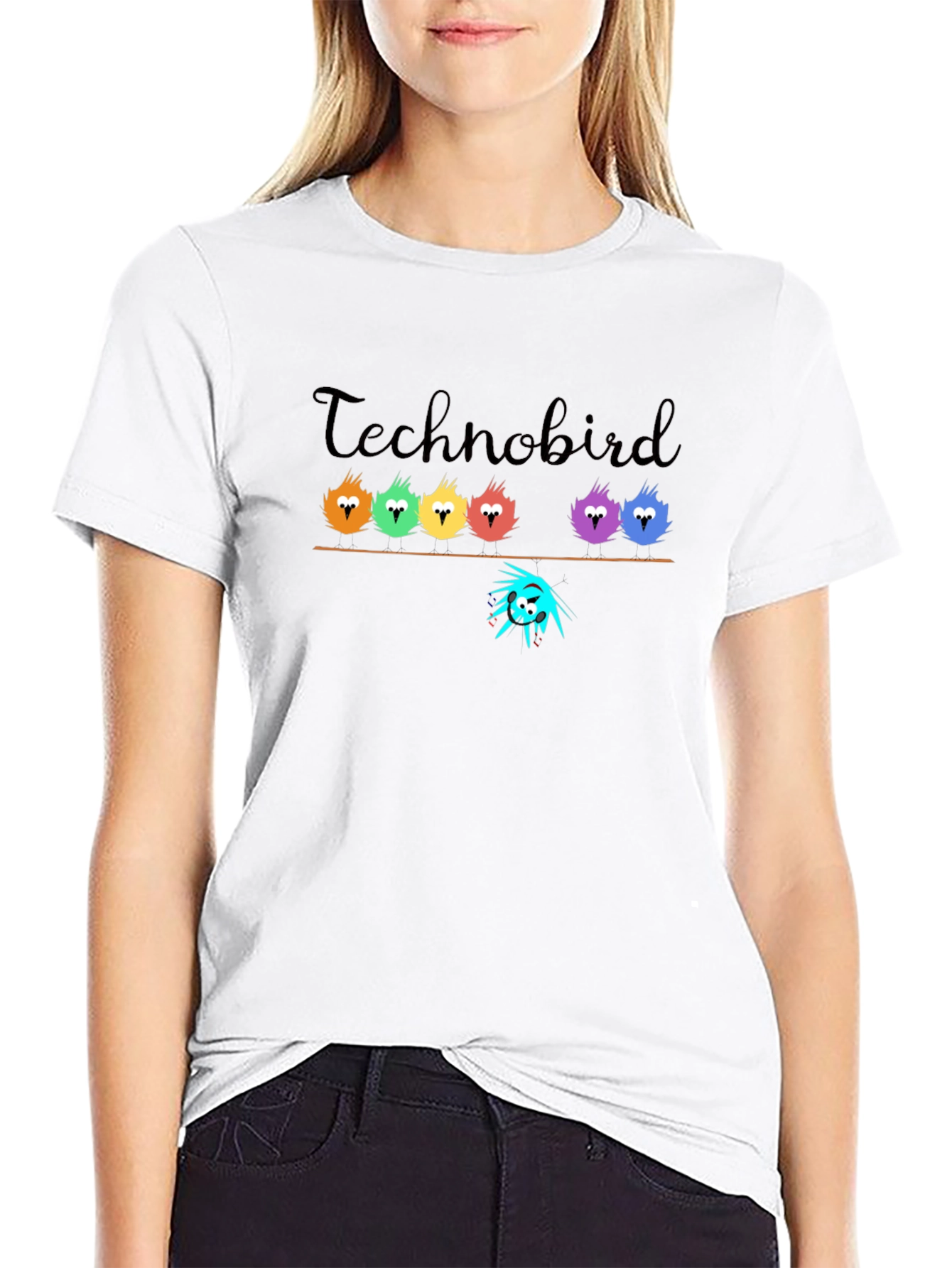 Black Technobird Graphic T-Shirt - Unique Bird Design view 9