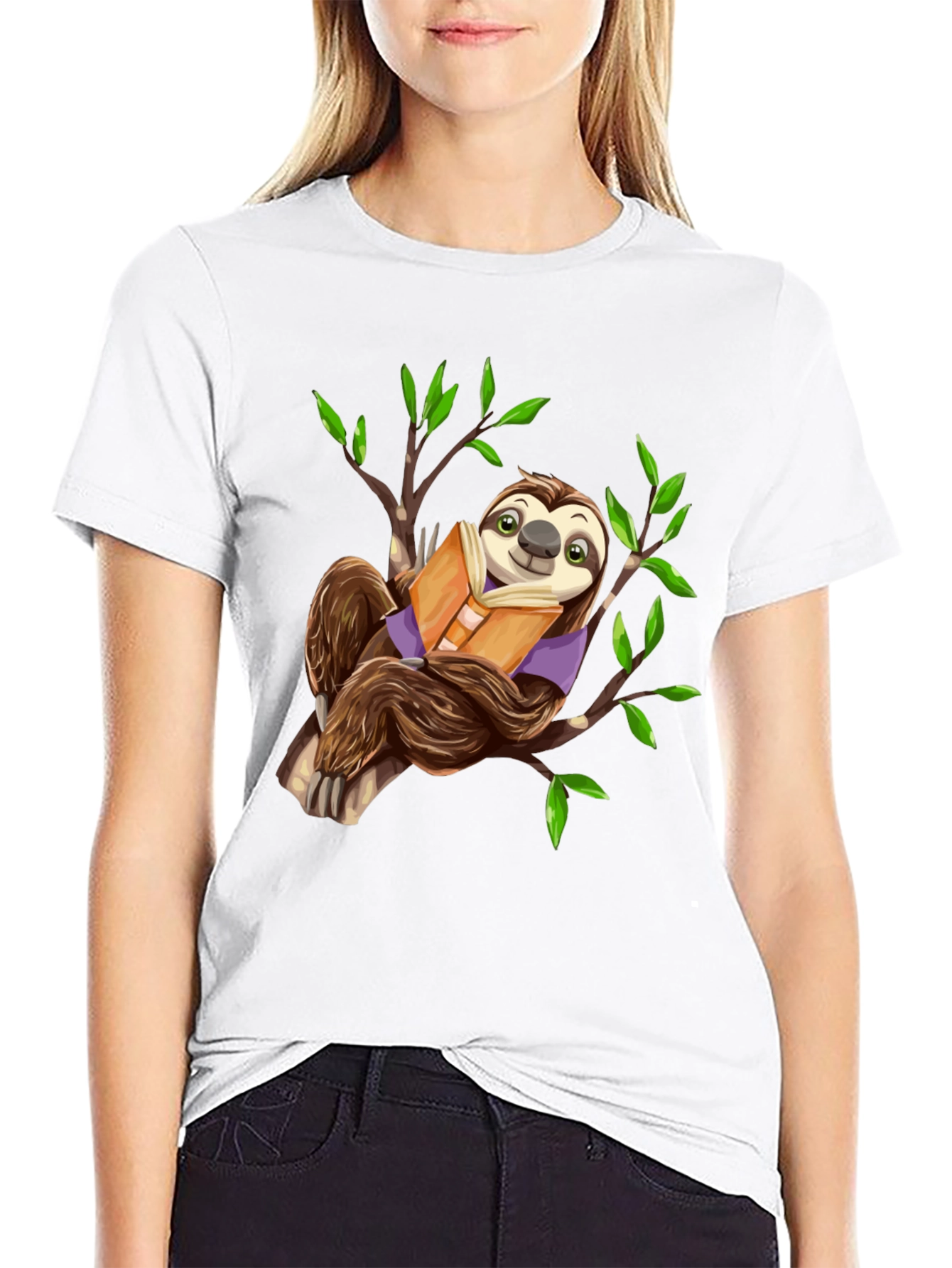 Sloth Reading Book T-Shirt - Cute & Comfy! - 9