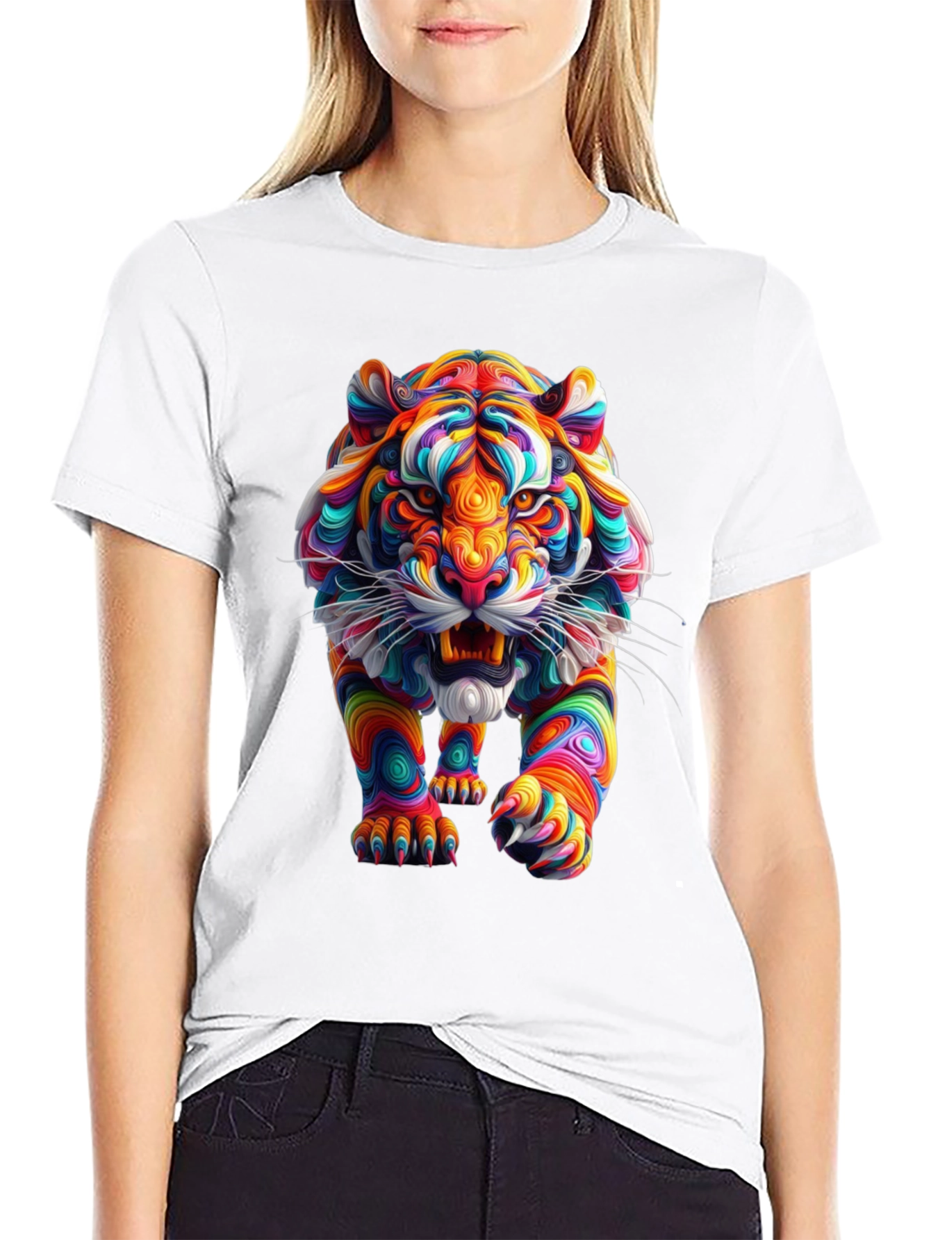 Black Vibrant Tiger Graphic Tee - Bold Style view 9