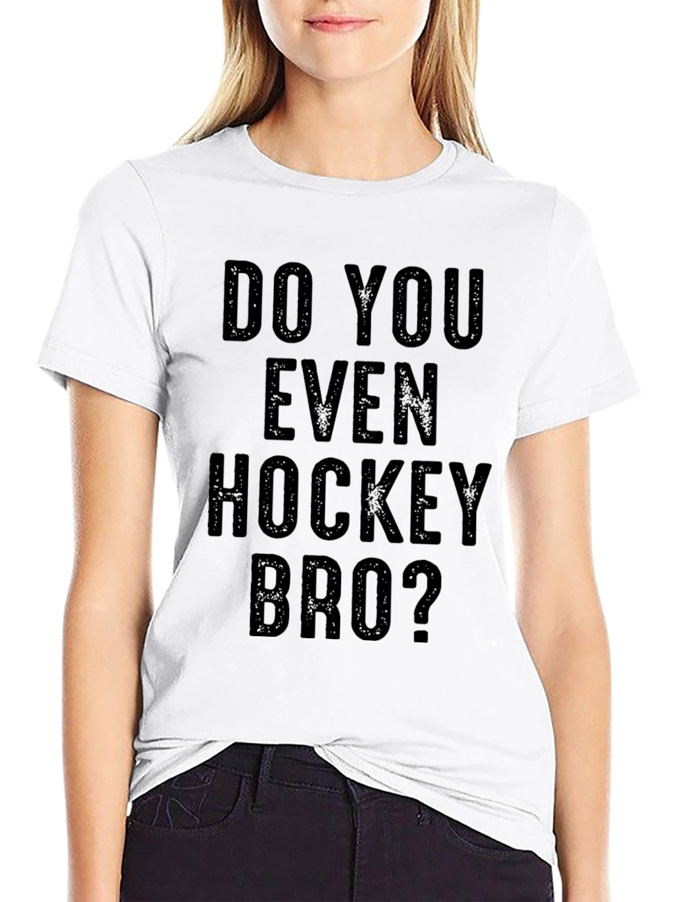 Black Do You Even Hockey Bro? Black Graphic Tee view 9