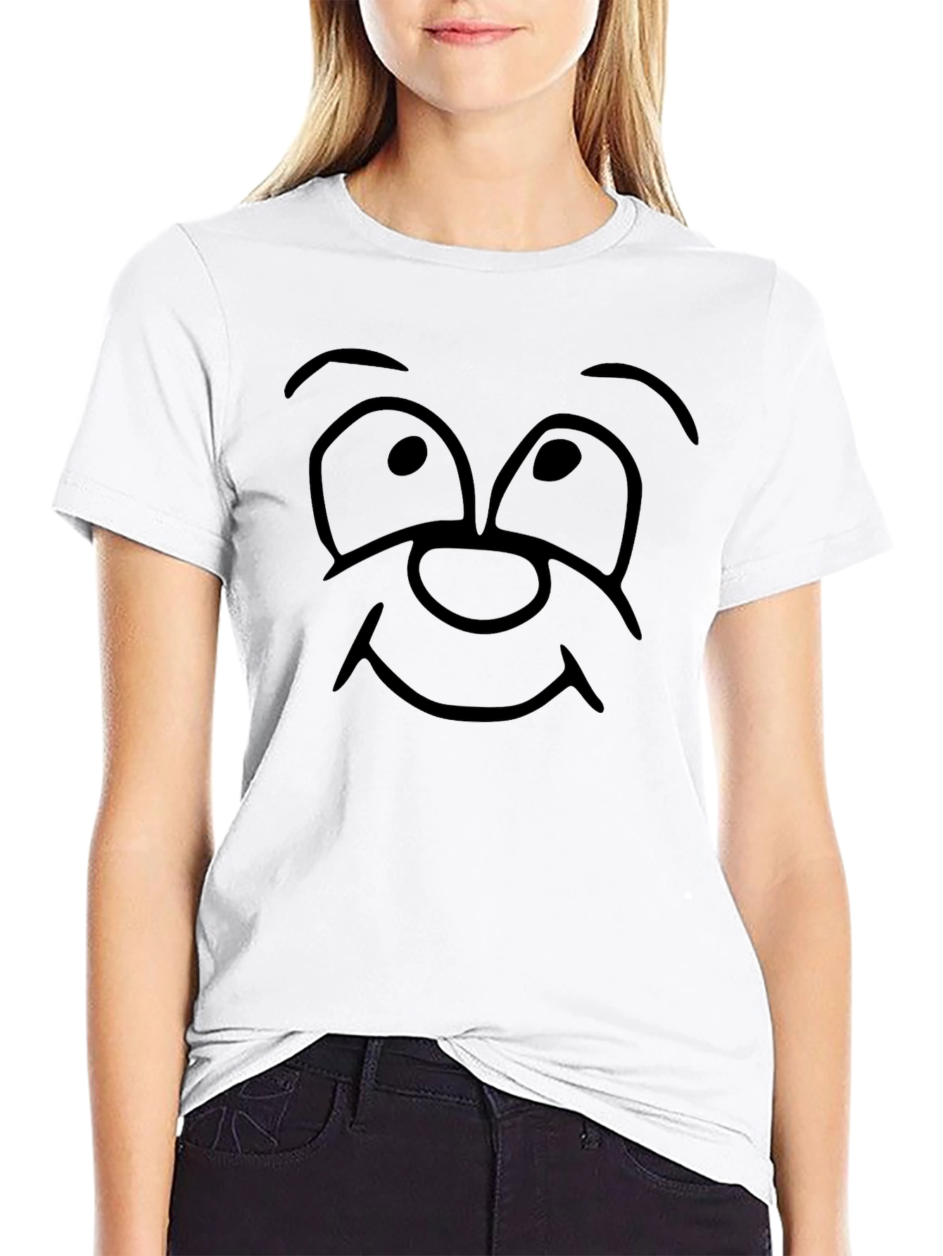 Black Cartoon Face Graphic Black T-Shirt view 9