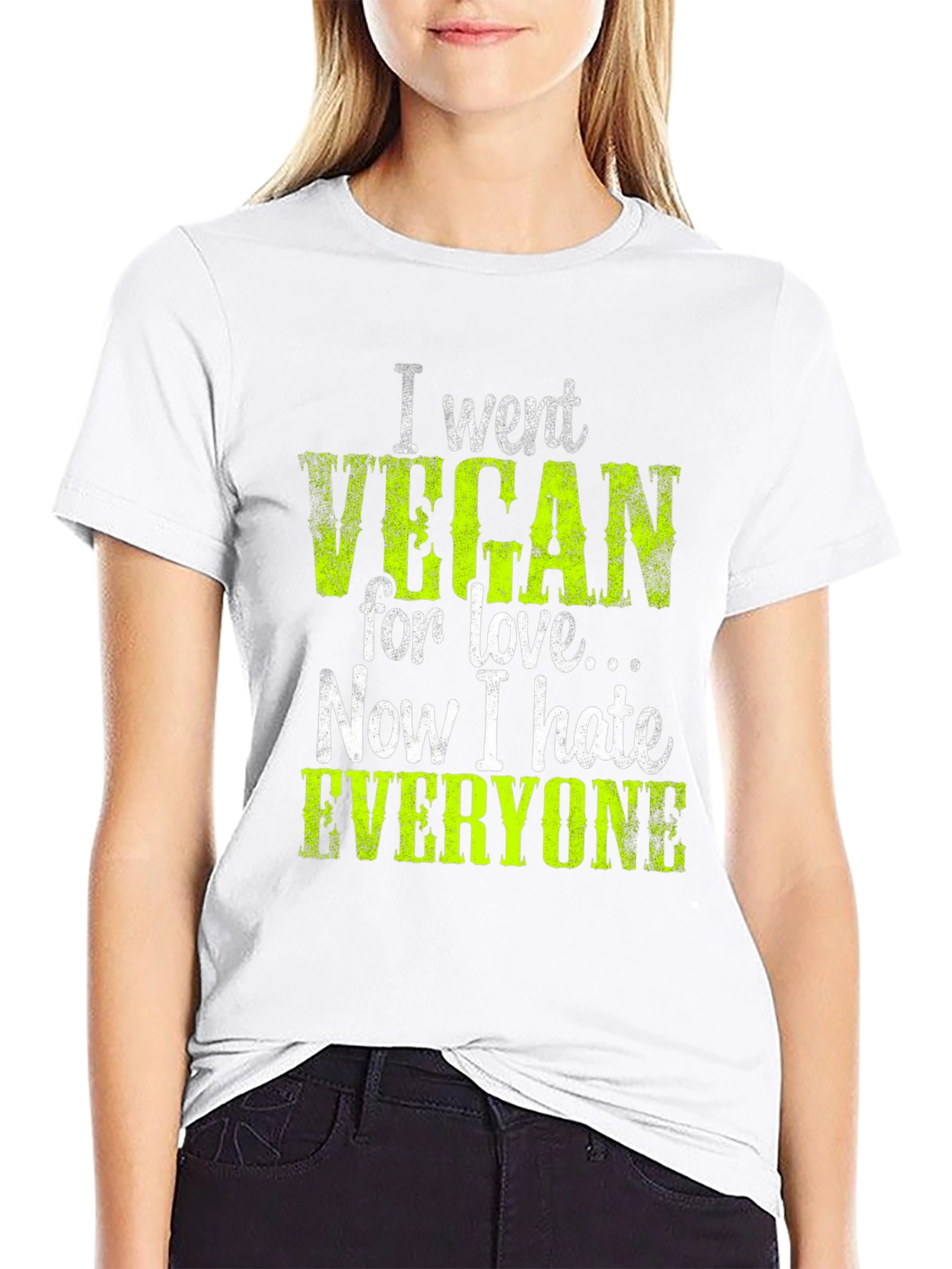 Black Vegan Hate Everyone Graphic T-Shirt view 9
