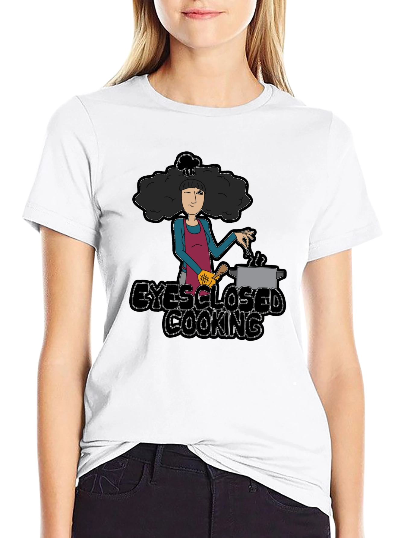 Black Eyes Closed Cooking Graphic T-Shirt view 9