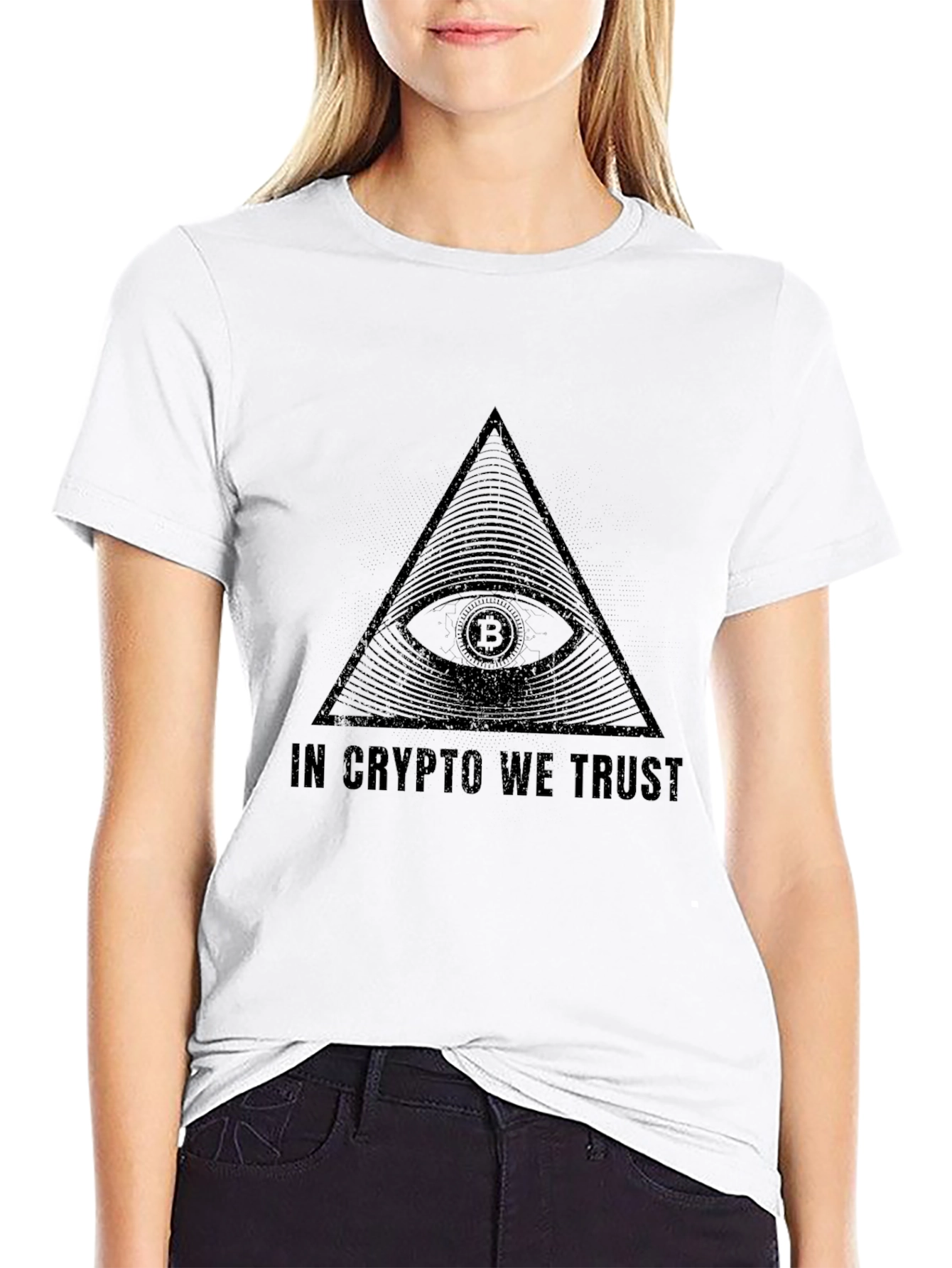 Black In Crypto We Trust T-Shirt, Bitcoin All Seeing Eye Tee view 9