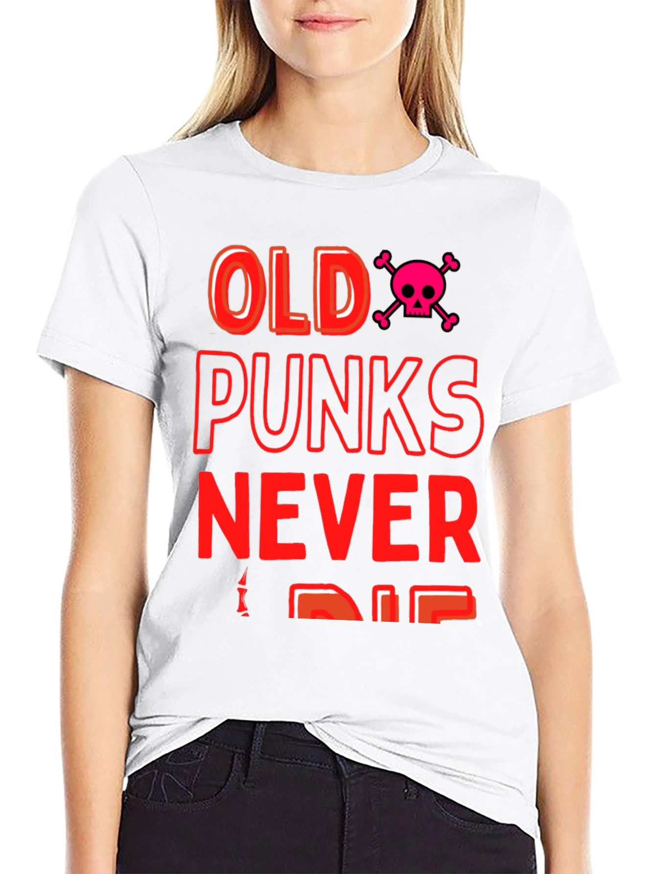 Black Old Punks Never Die Graphic Tee view 9