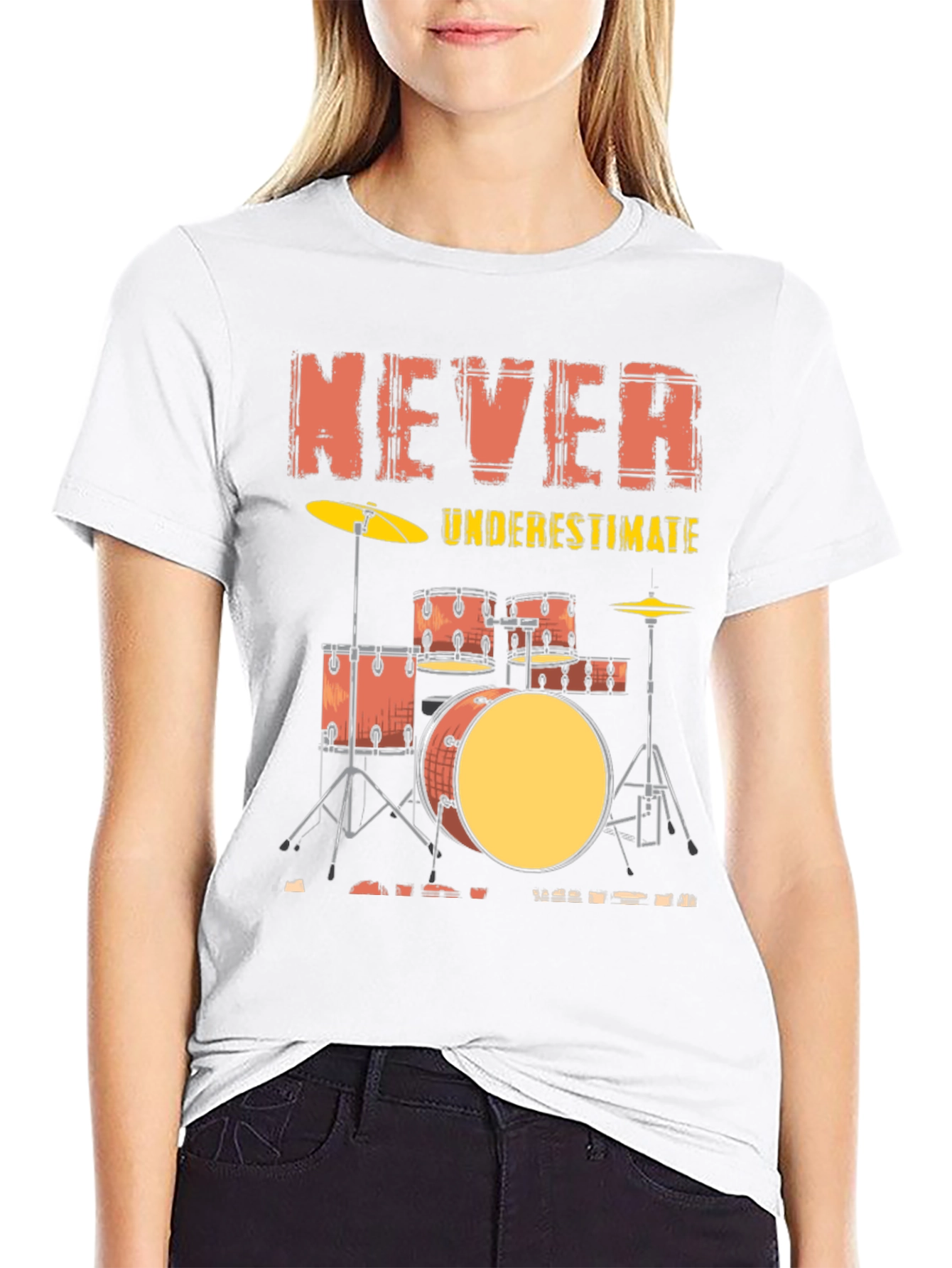 Black Never Underestimate a Drummer T-Shirt view 9