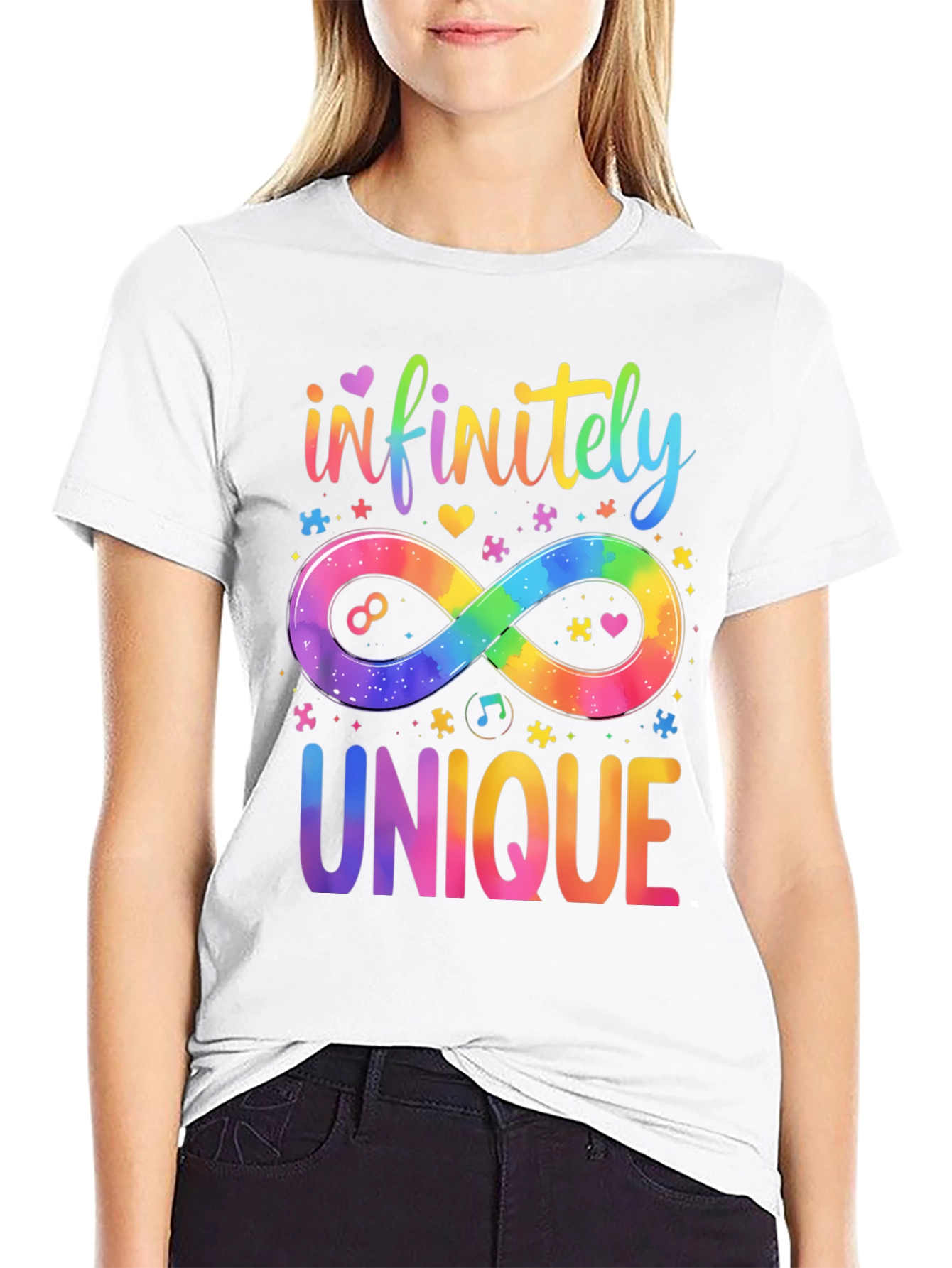 Black Infinitely Unique Autism Awareness T-Shirt view 9