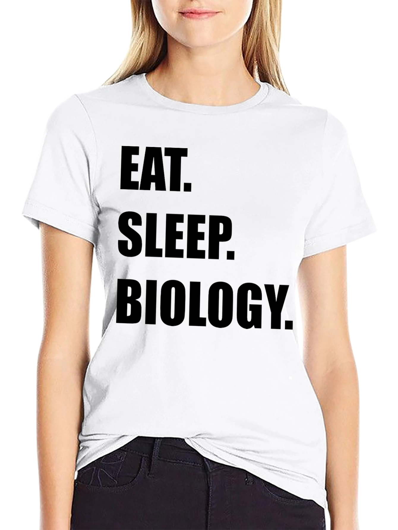 Black Eat Sleep Biology T-Shirt - Black Cotton Tee view 9