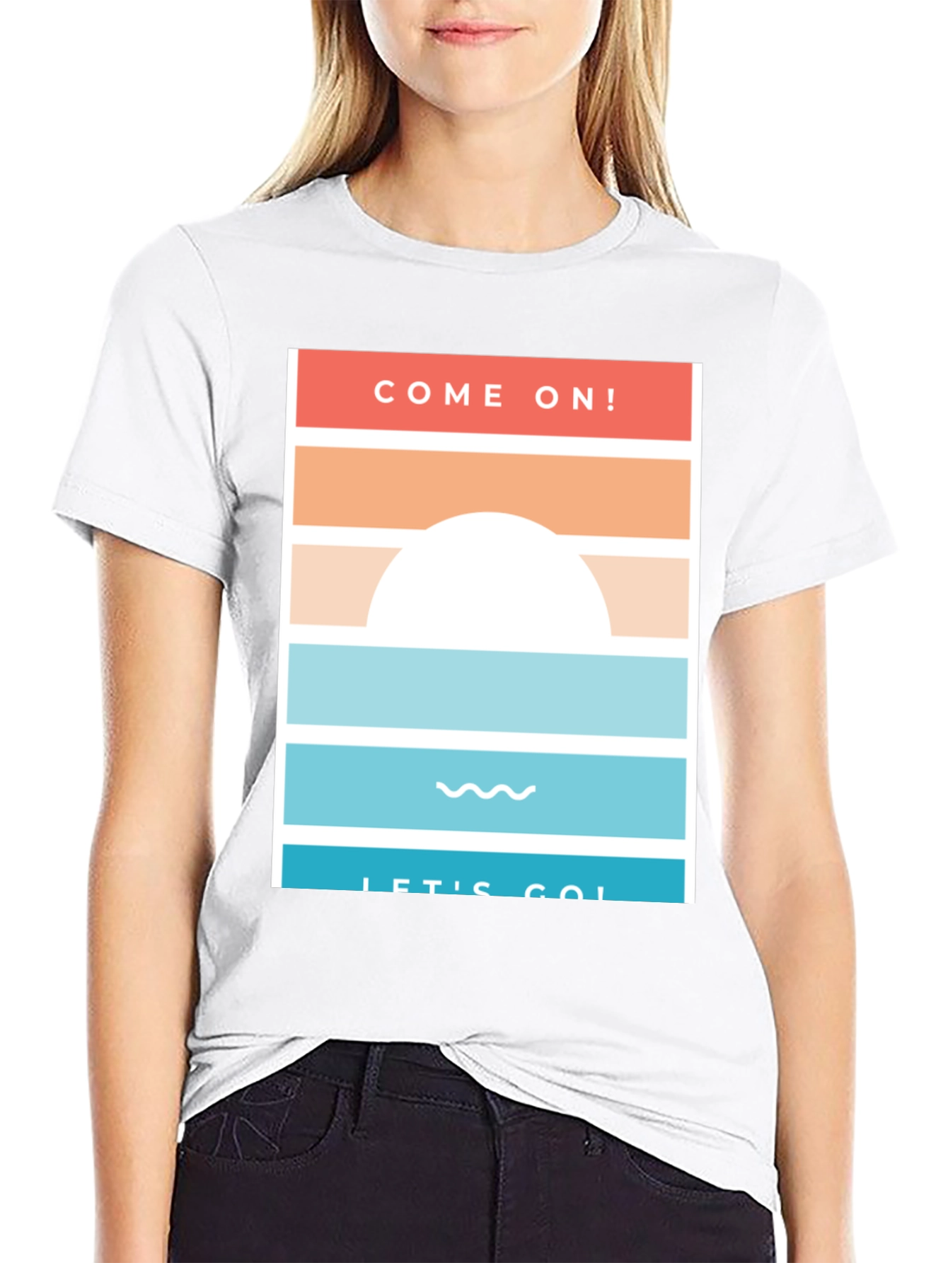 Black Come On! Let's Go! Black Graphic T-Shirt view 9