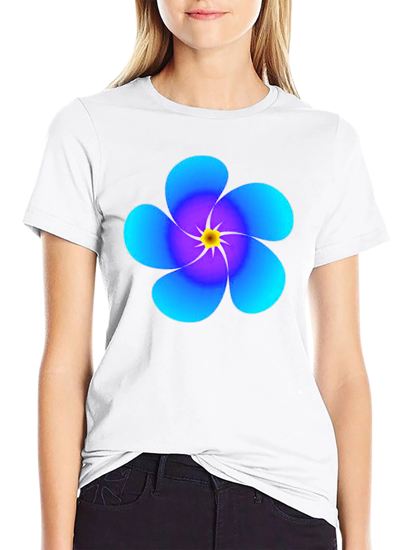 Black Floral Print Black T-Shirt - Modern Style view 9