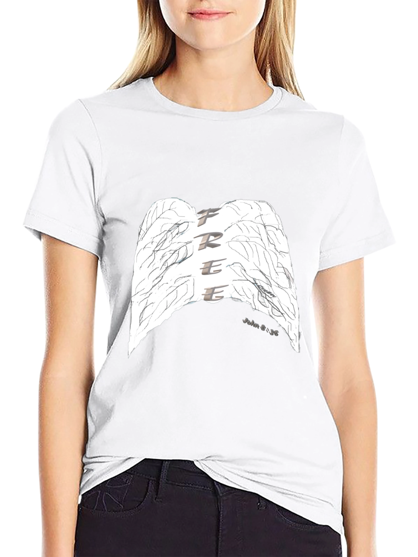 Black Free Wings Graphic T-Shirt - Black view 9