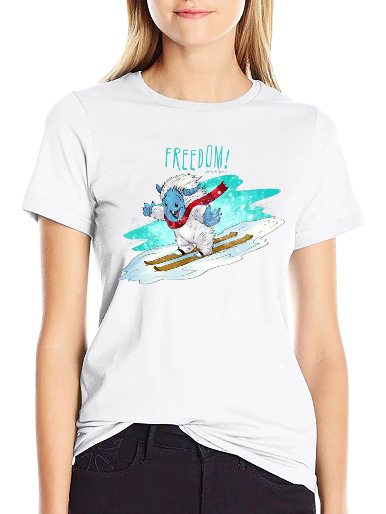 Black Freedom Skiing Yeti Graphic T-Shirt - Black view 9
