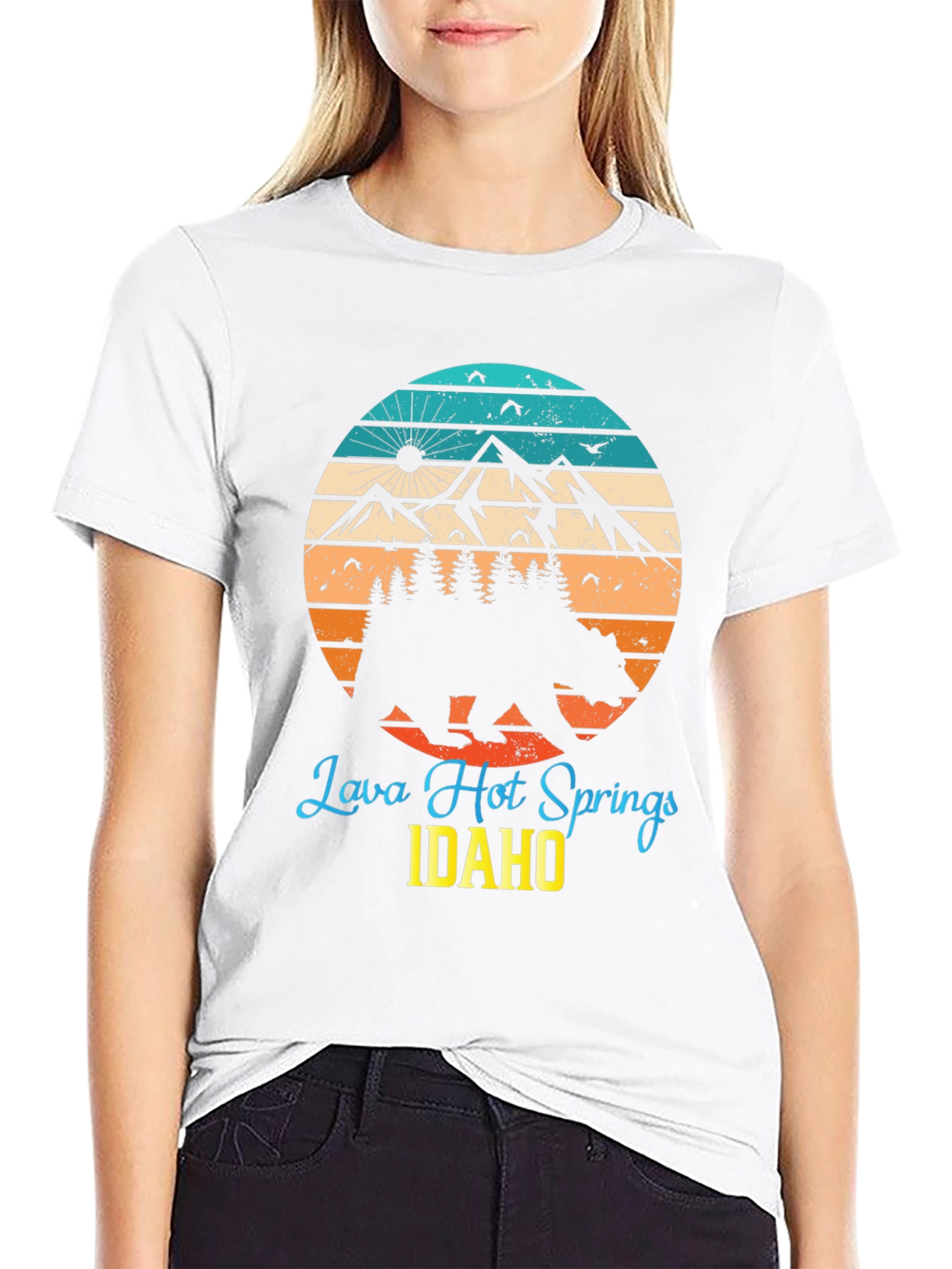 Black Lava Hot Springs Idaho Bear T-Shirt view 9