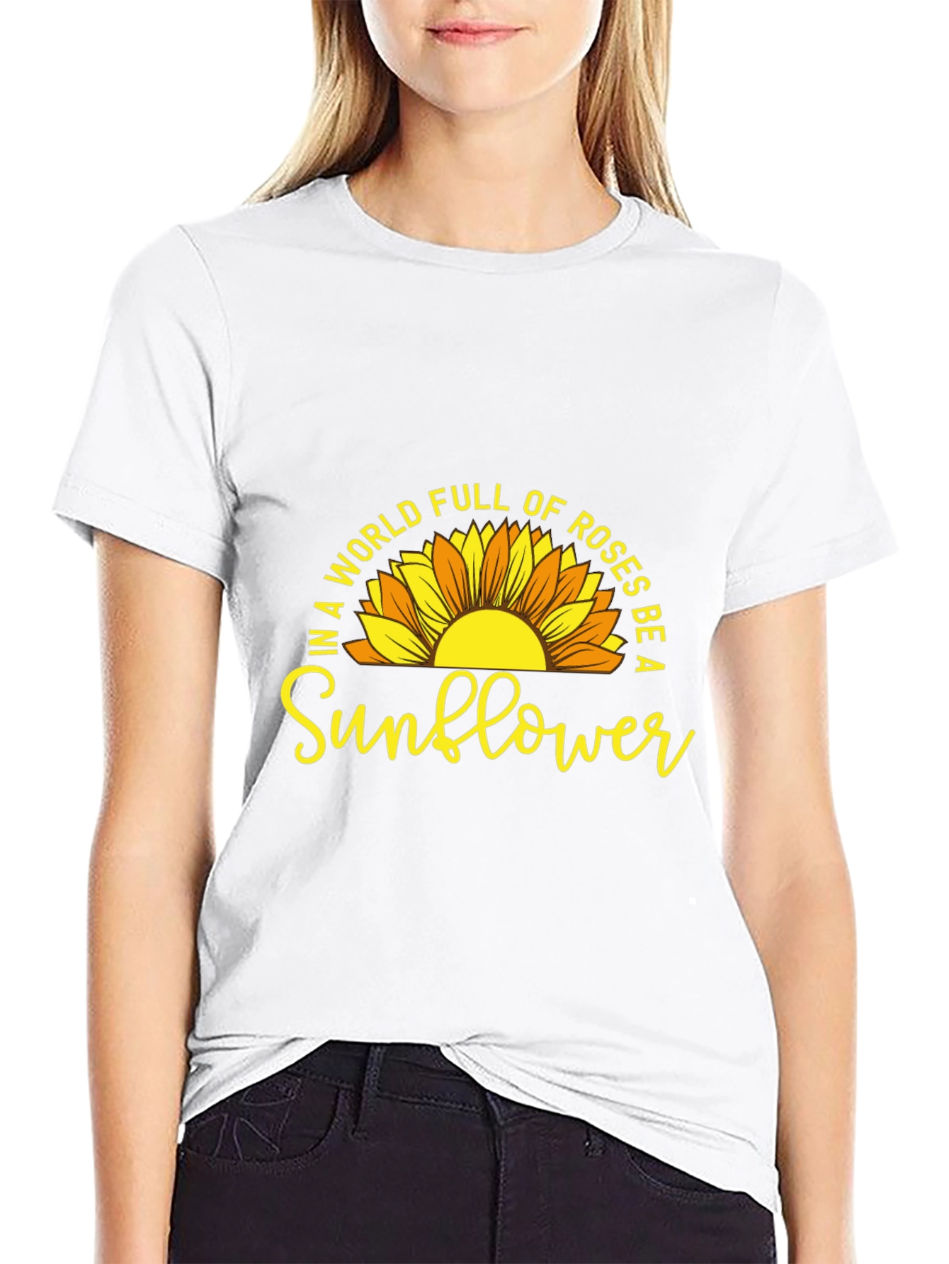Black Be a Sunflower Graphic T-Shirt - Positive Vibes view 9