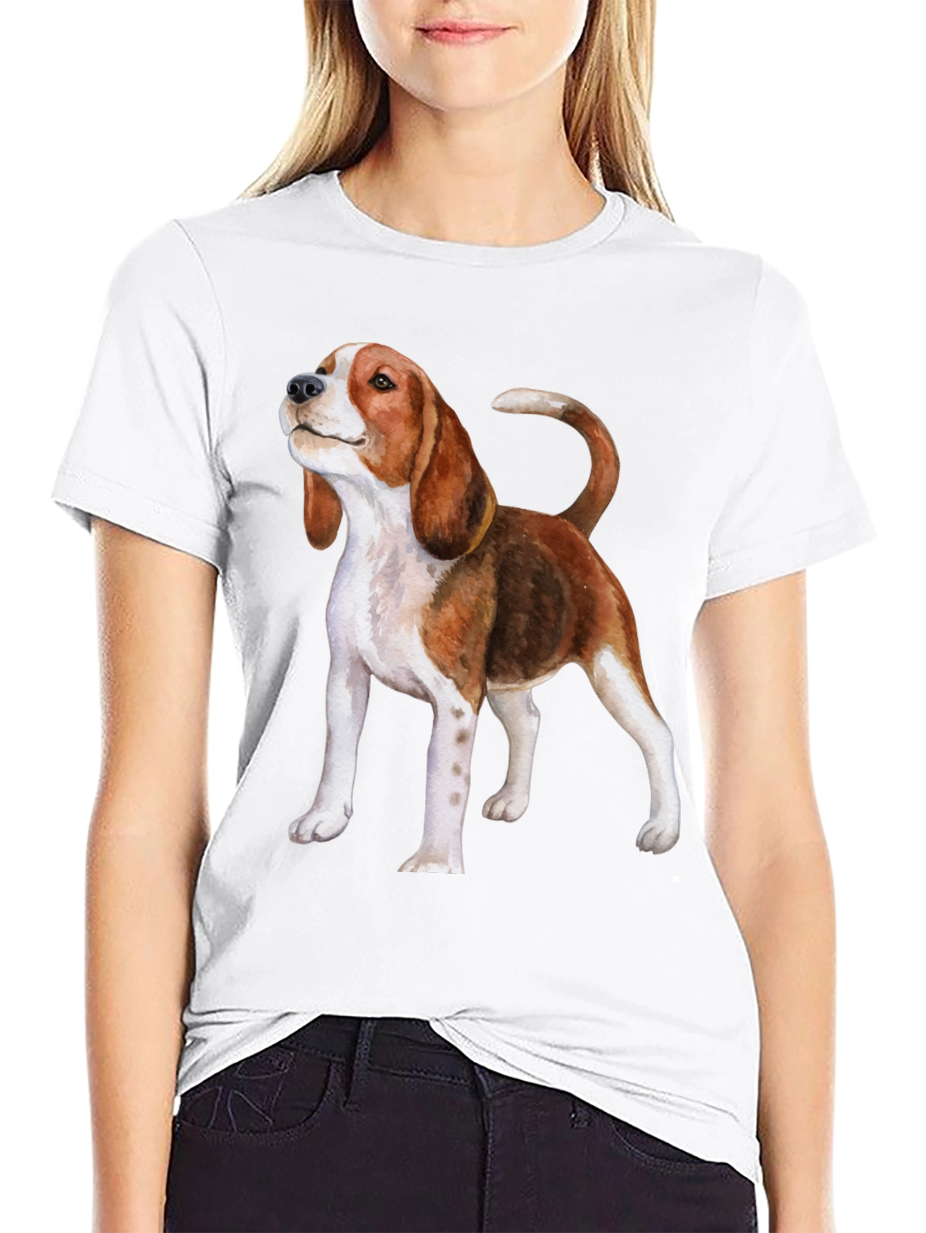 Black Beagle Dog Graphic Print Black T-Shirt view 9