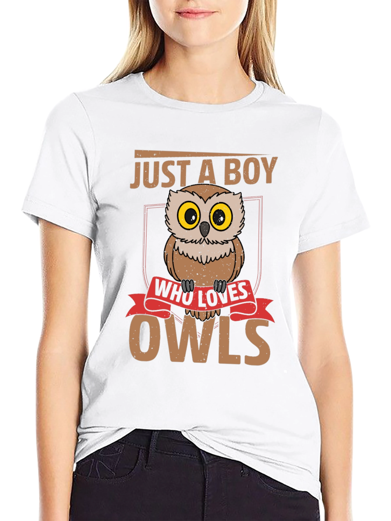 Black Just A Boy Who Loves Owls T-Shirt view 9