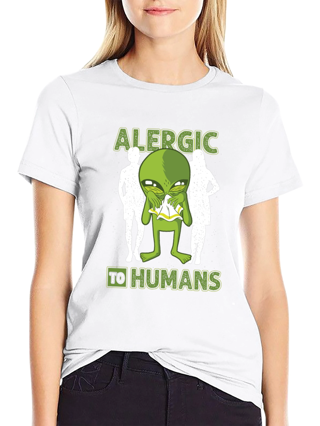 Allergic to Humans Alien Graphic Tee - 9