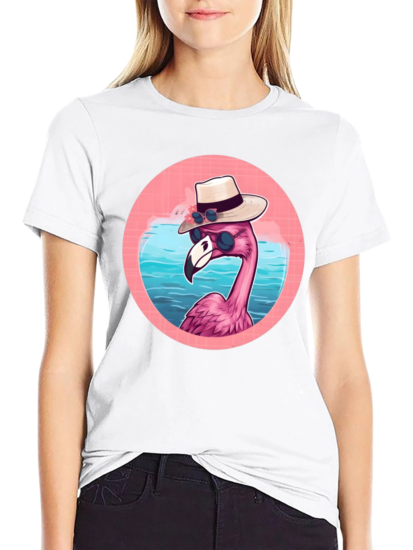 Black Cool Flamingo Graphic Tee view 9